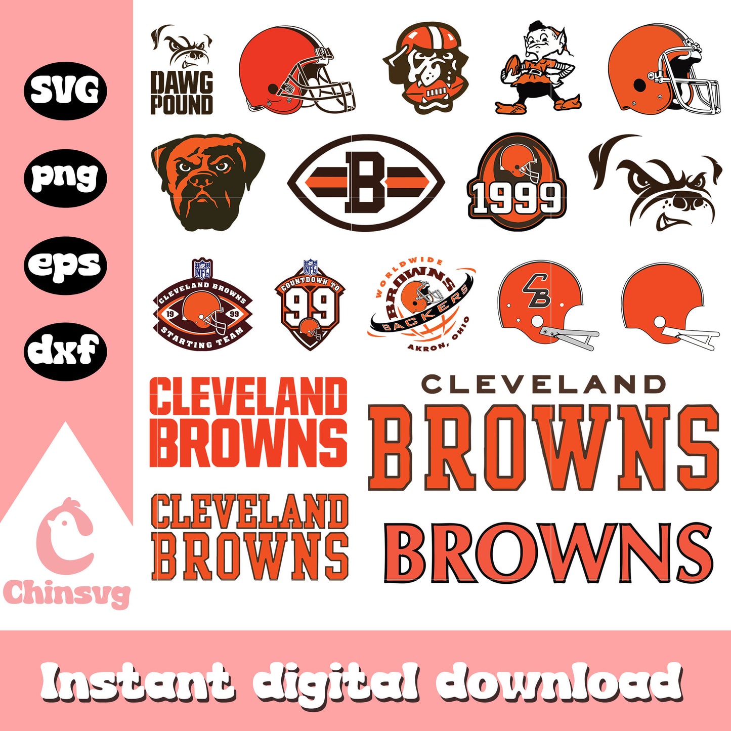 Cleveland browns logo bundle design svg, cleveland browns svg