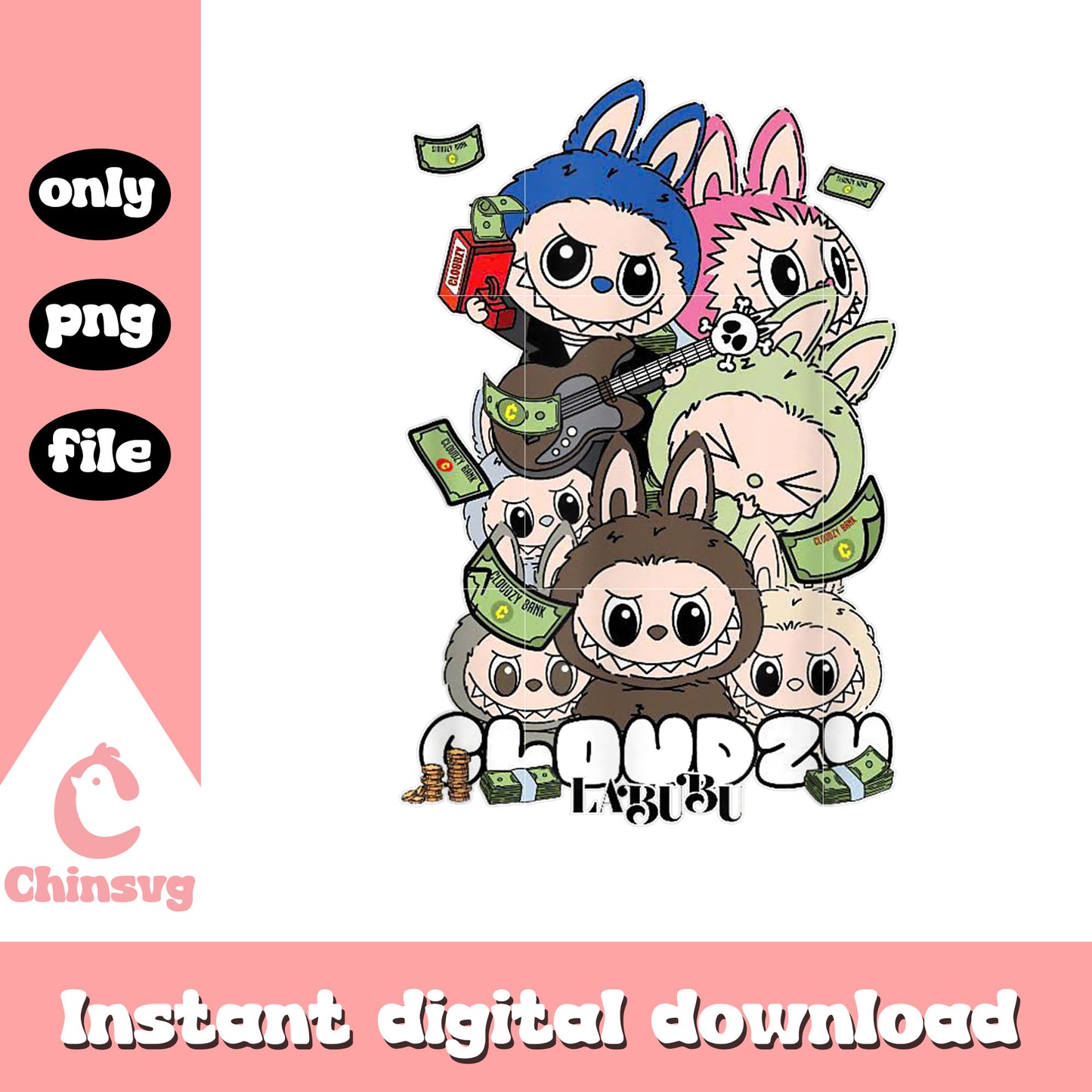Cloudzy labubu macaron version png, labubu series png