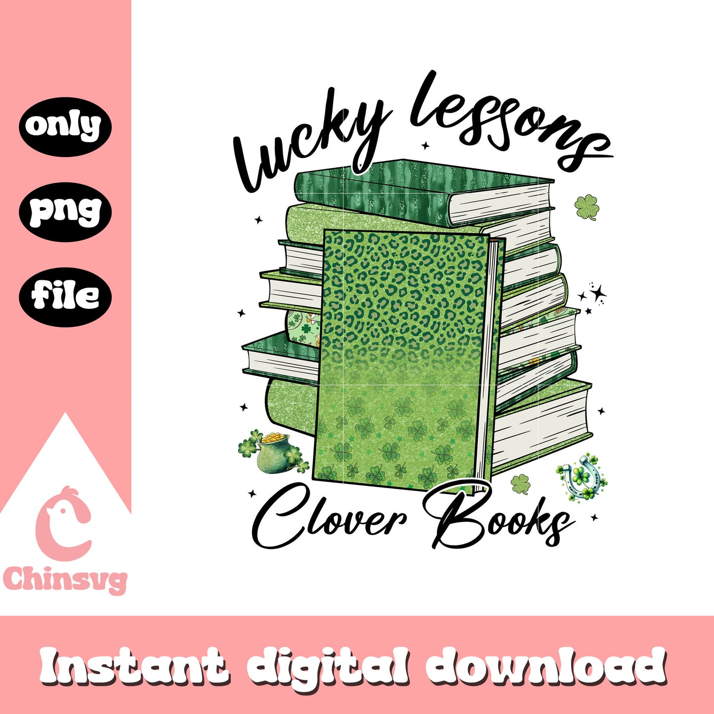 Clover books st patrick’s png, st patrick decorations png