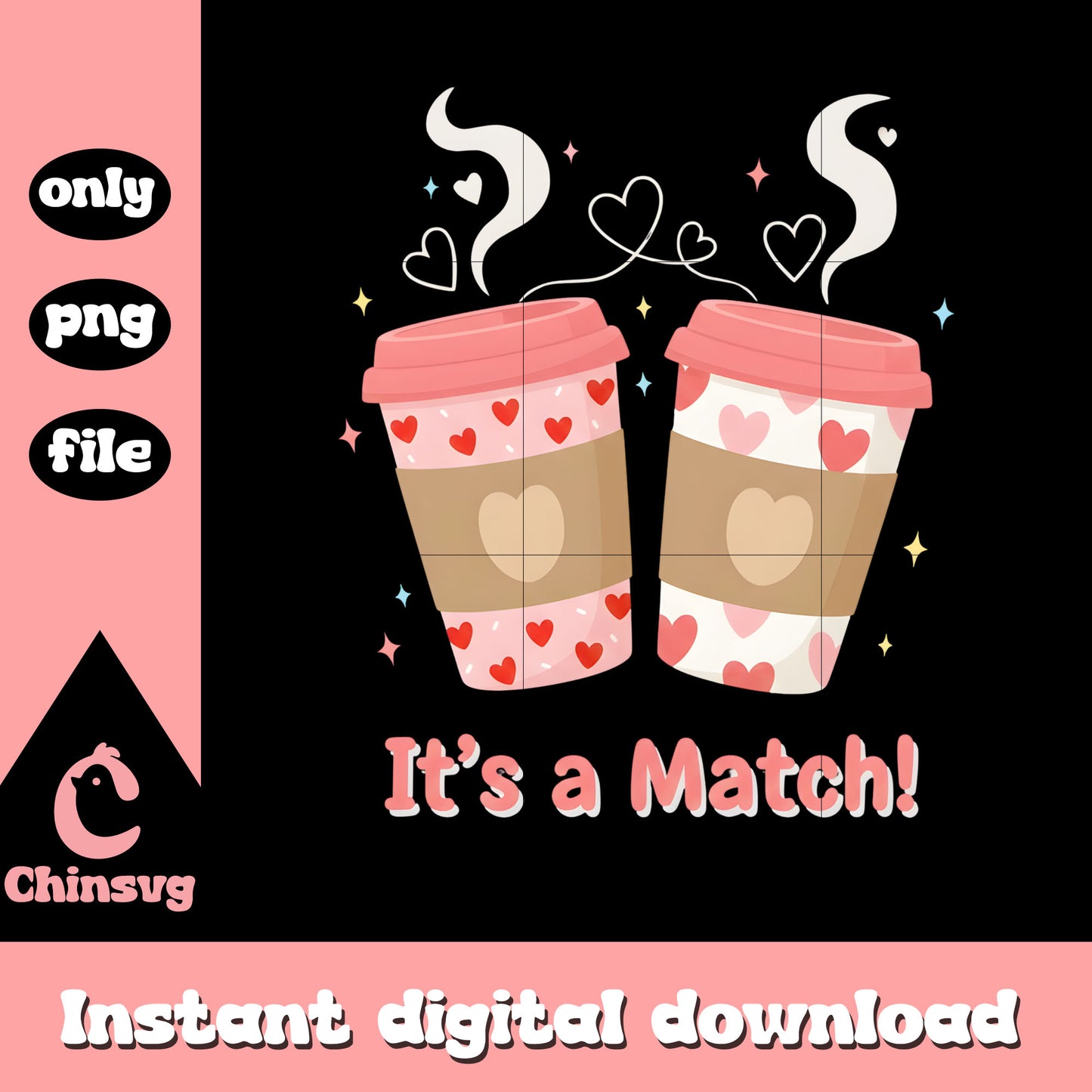 Coffee pink love valentine png, valentines day love png