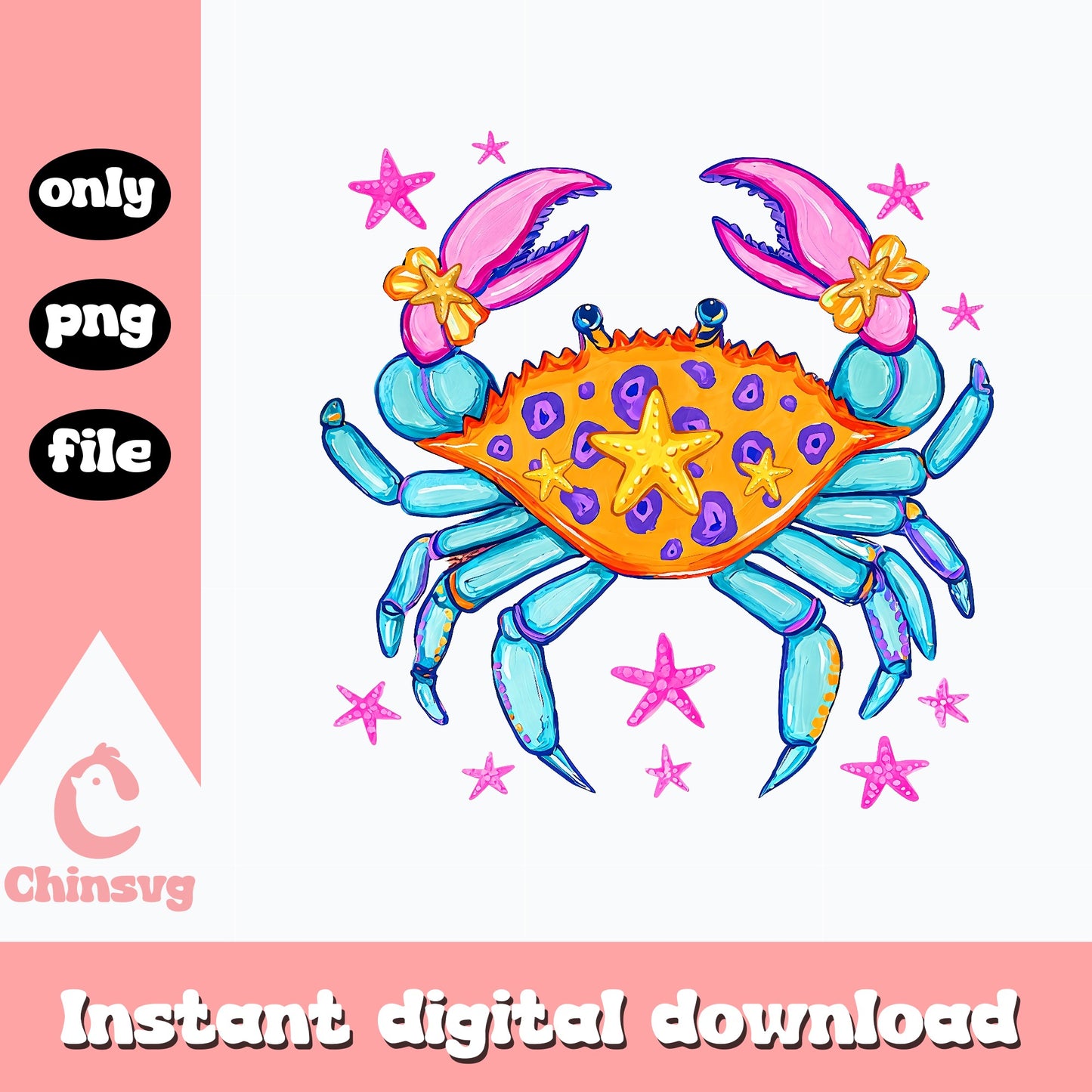 Colorful Crab PNG, Summer Beach Clipart PNG, Cute Ocean PNG