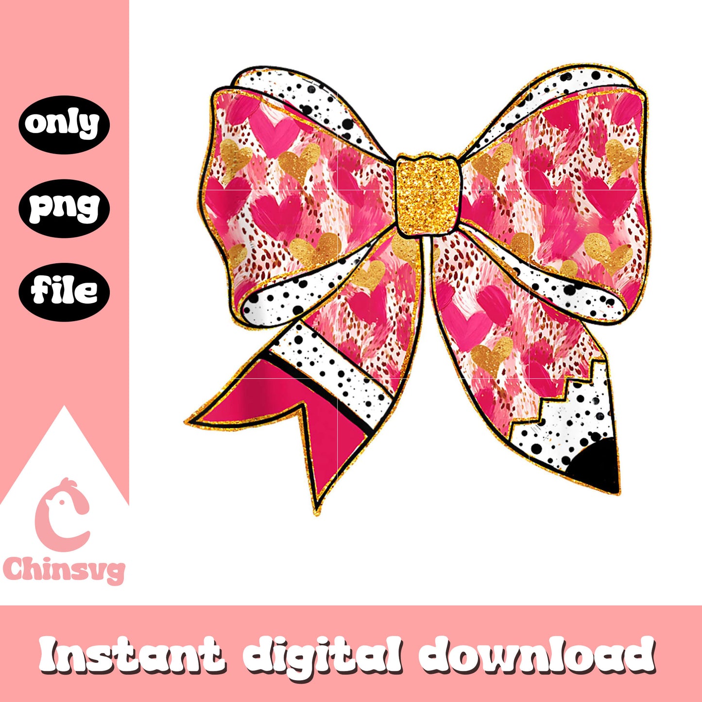 Colorful coquette bow pencil png, valentine decoration png