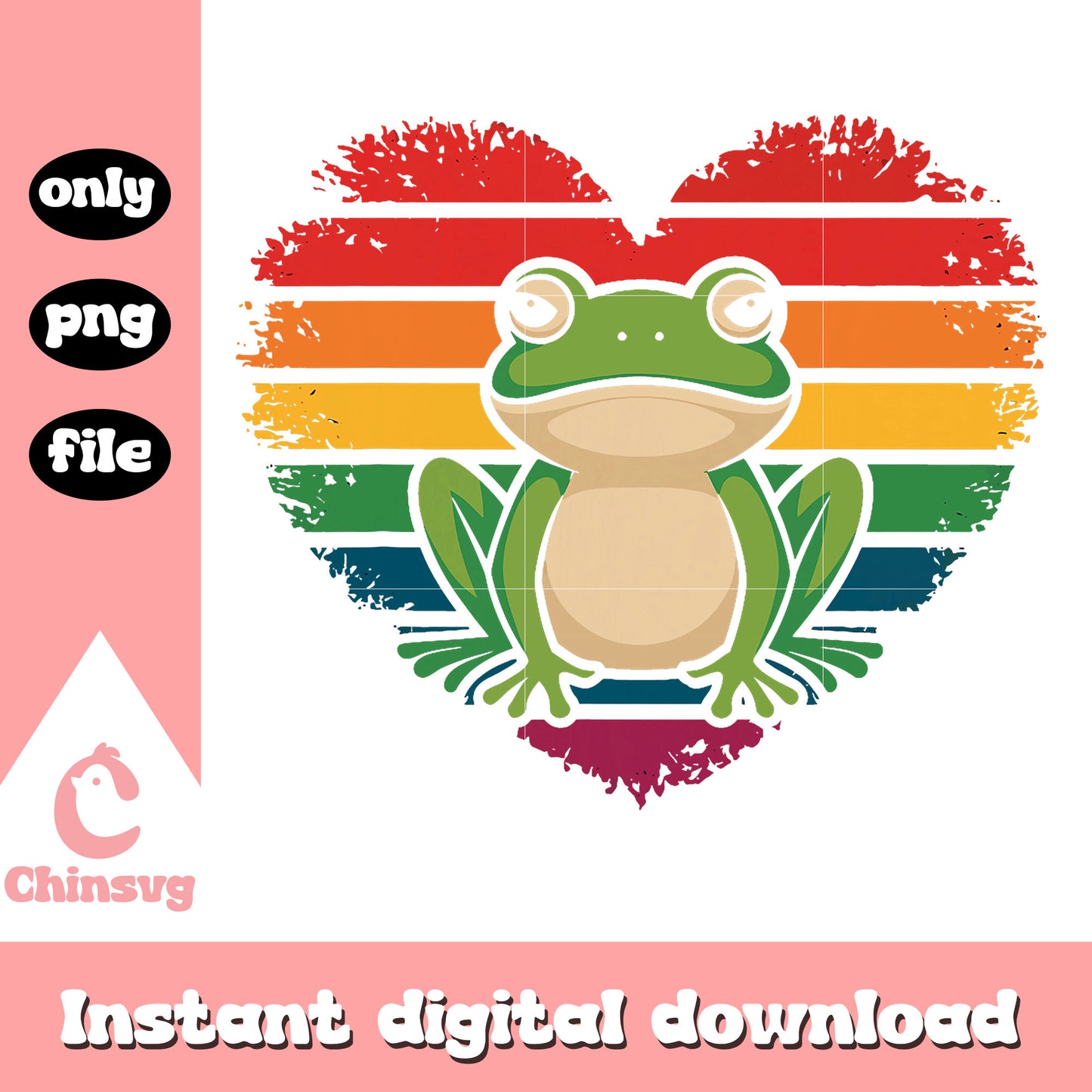 Colorful heart the frog design png, the frog png, logo design png
