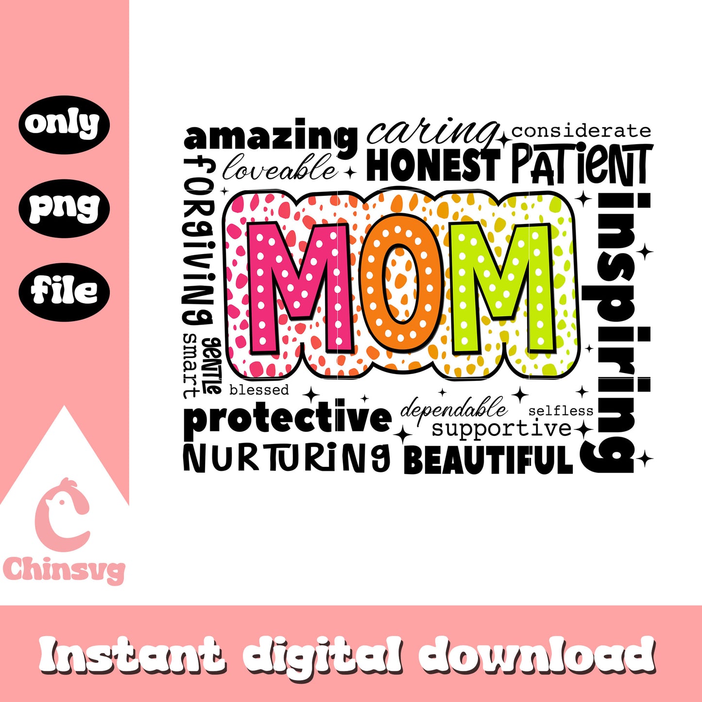 Colorful mom quotes png, mother's day png, mother quotes png