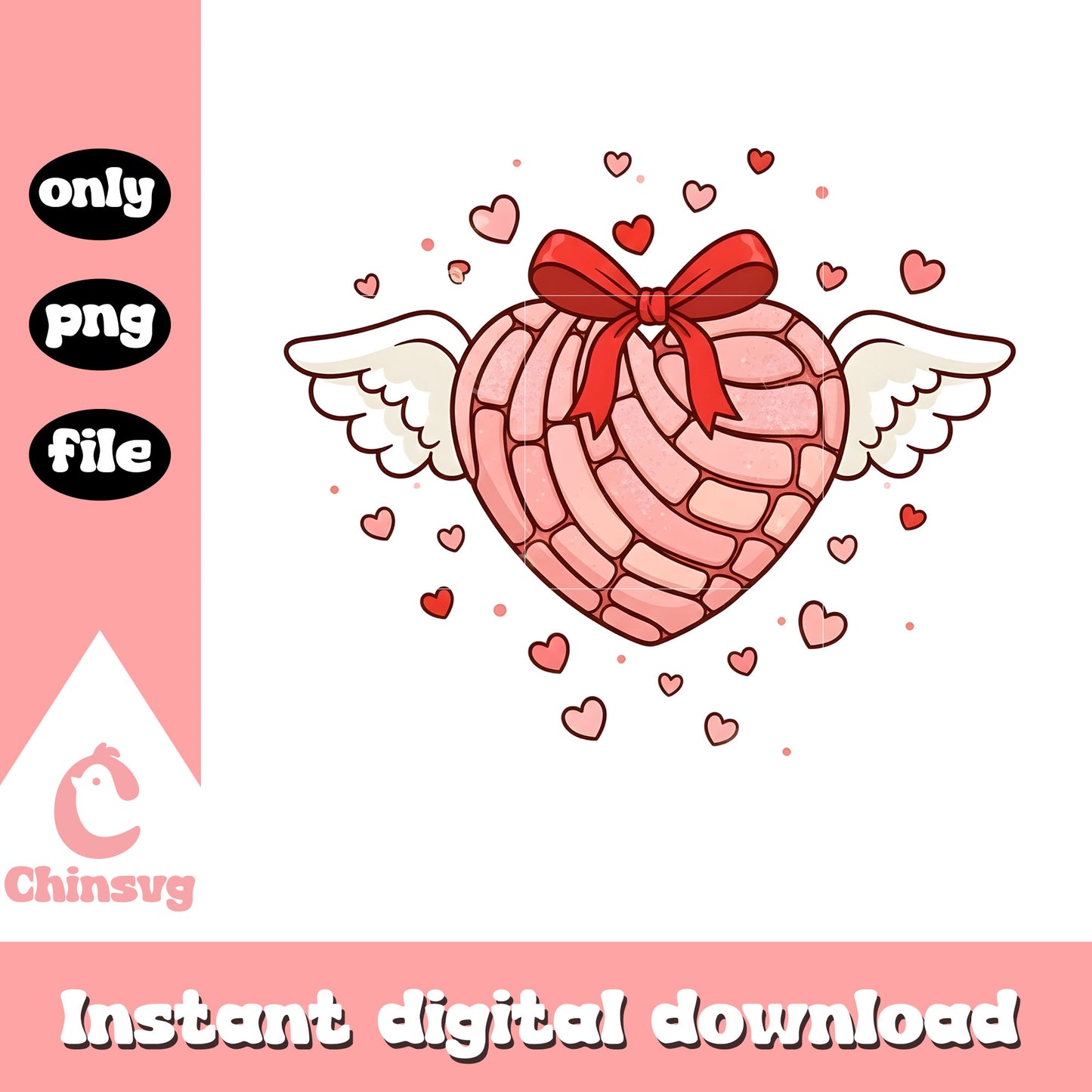 Conchas bow angel valentine png, valentines day love png