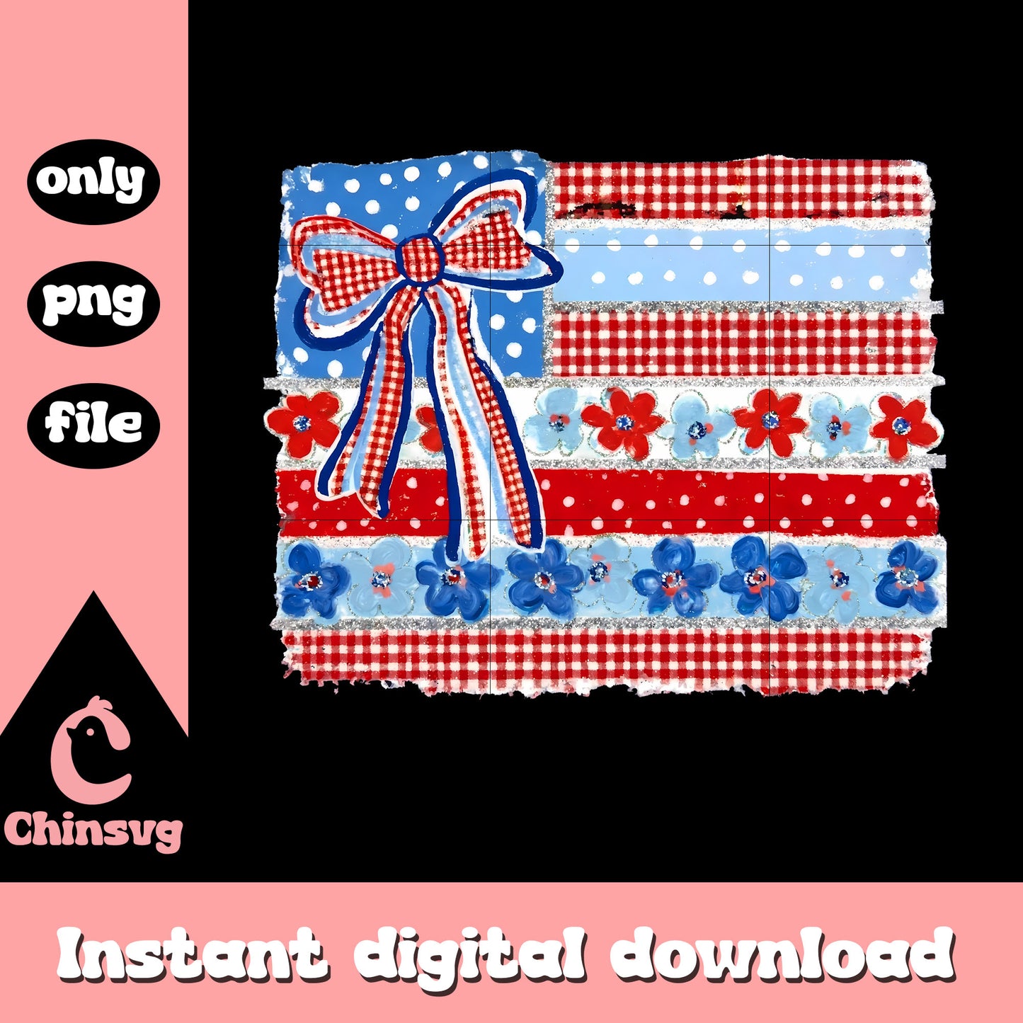 Coquette american flag watercolor png