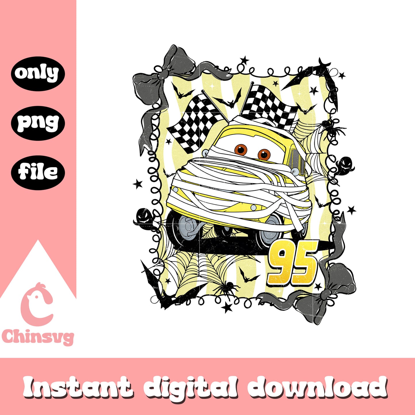 Coquette bow luigi frame design png, disney cars png