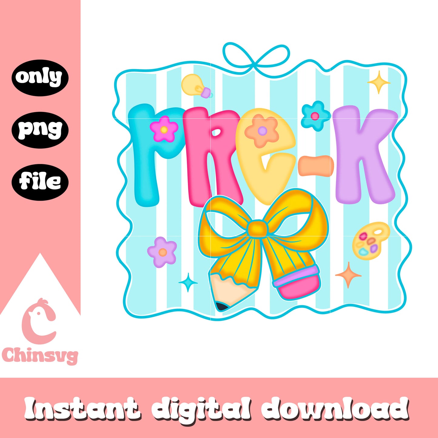 Coquette bow pre-k back to school frame png, back to school png