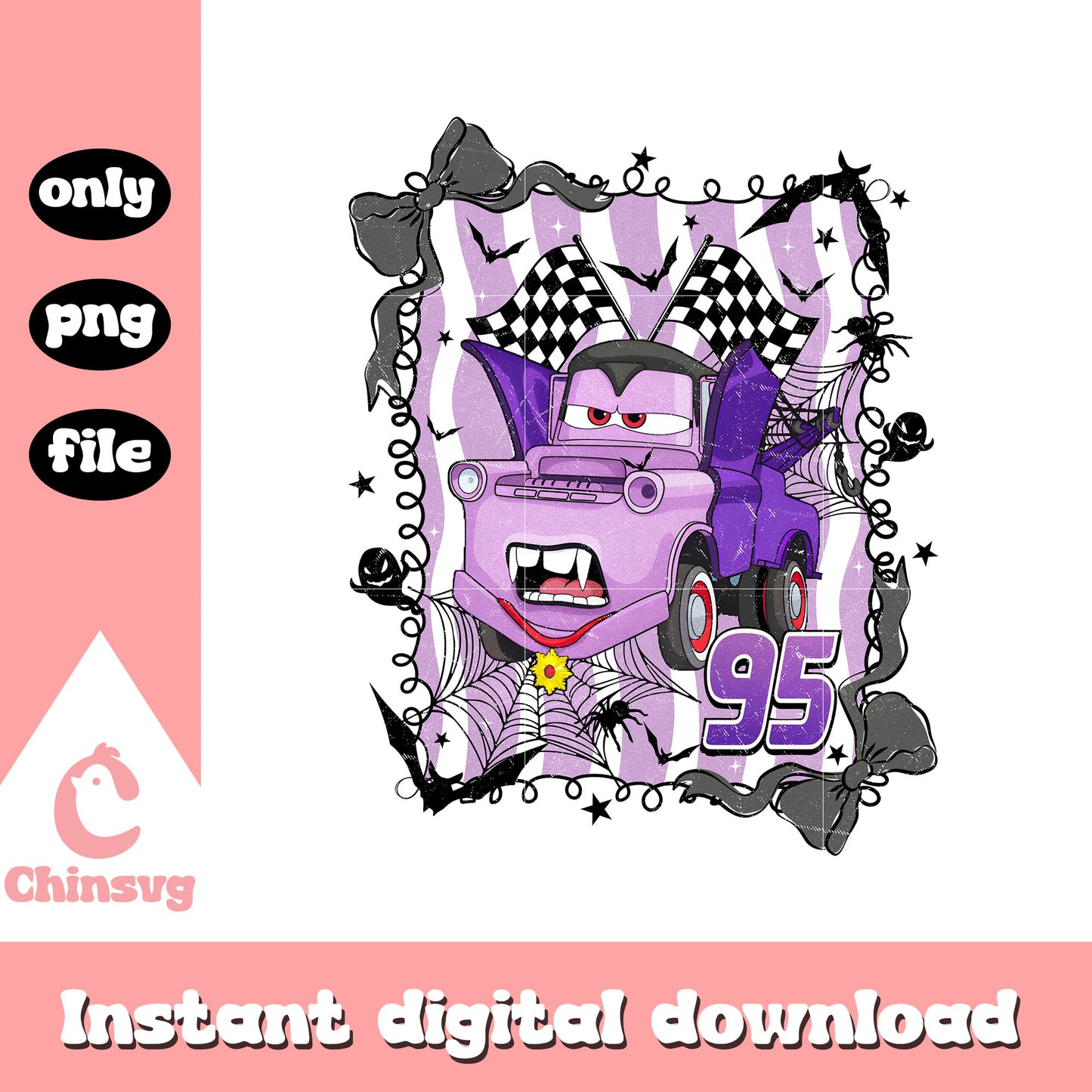 Coquette bow ramone halloween frame design png, cars disney png