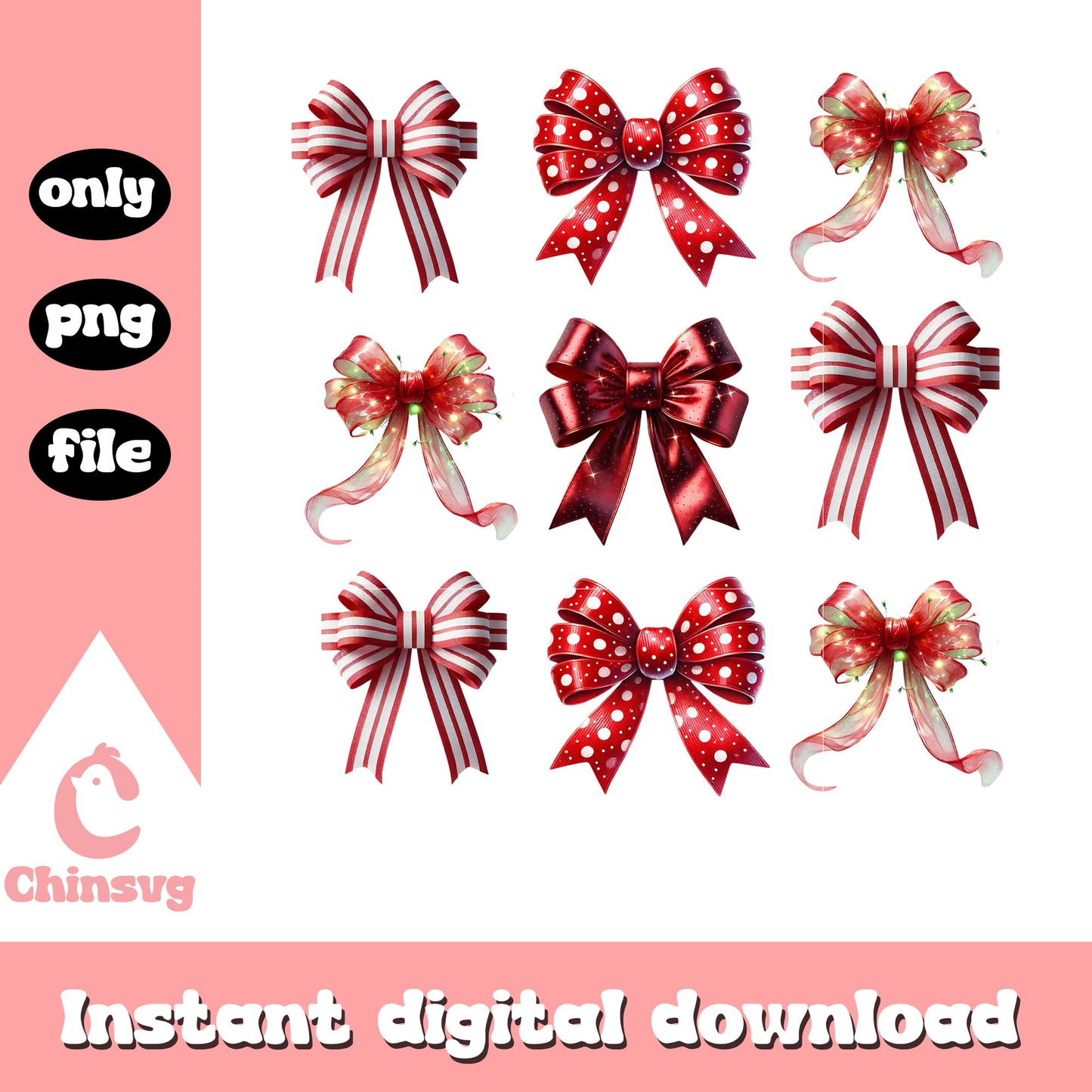 Coquette red bow christmas design png, red christmas bow png