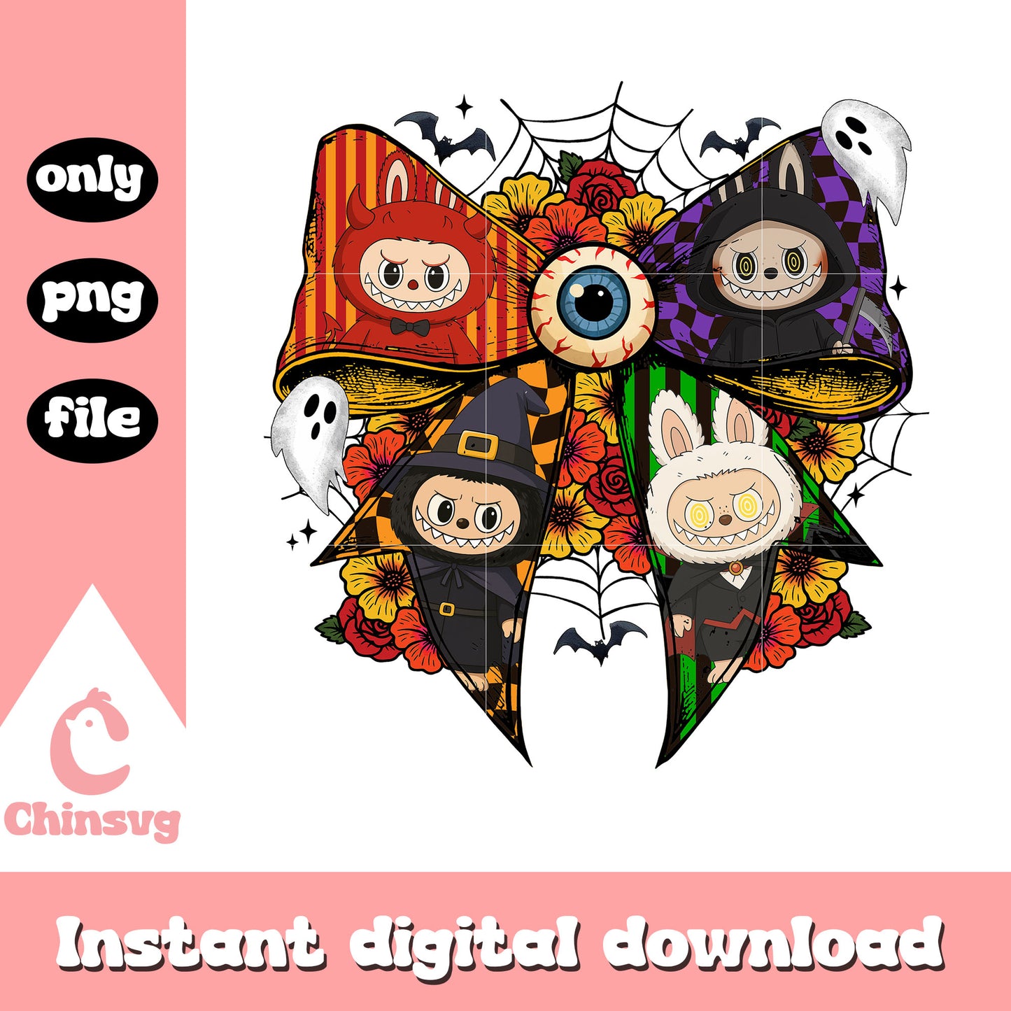 Coquette ribbon classic monster labubu clipart png, monsters labubu png