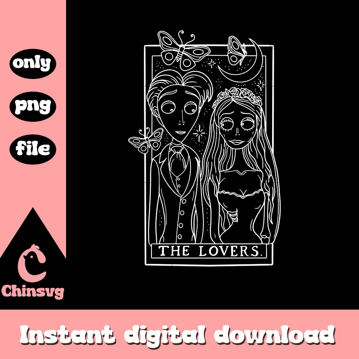 Corpse bride the lovers card clipart png, corpse bride cartoon png
