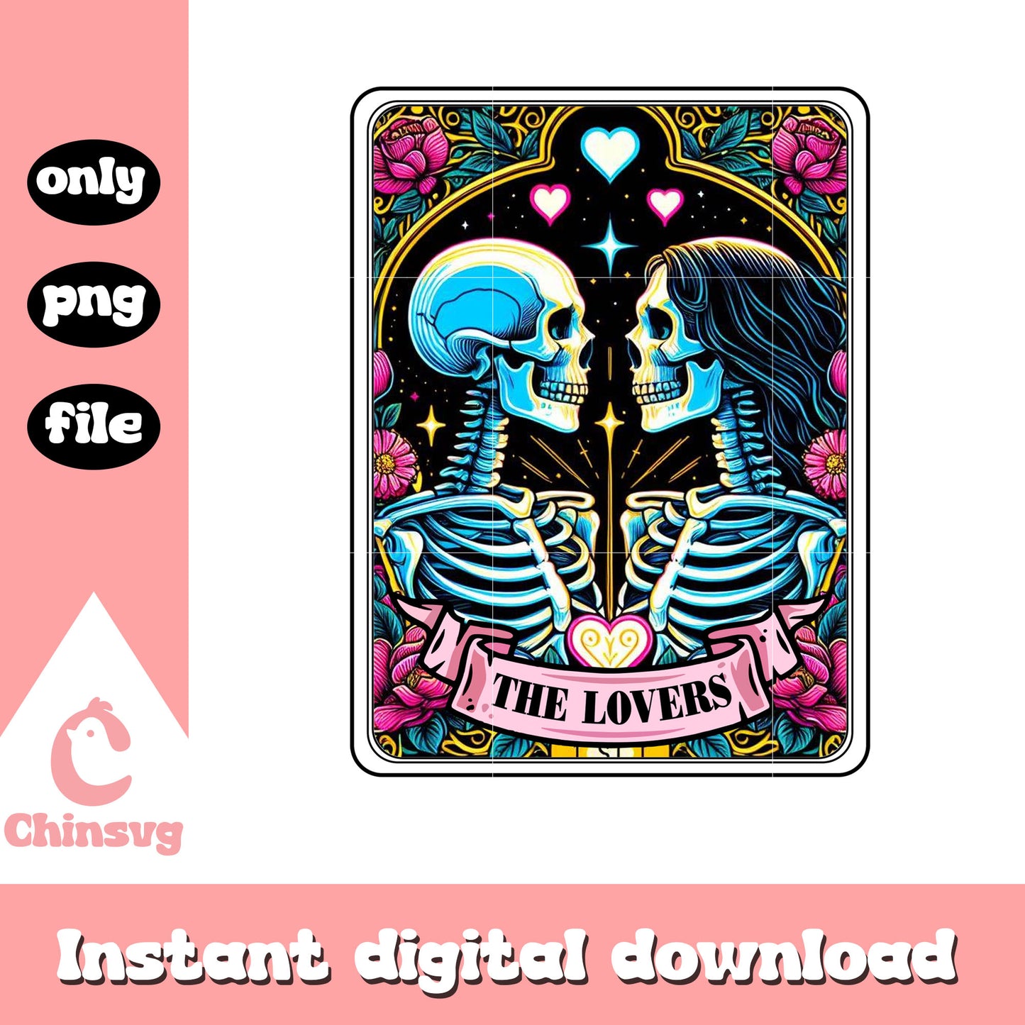 Couple skeleton the lovers tarot card png, skeleton png, tarot png