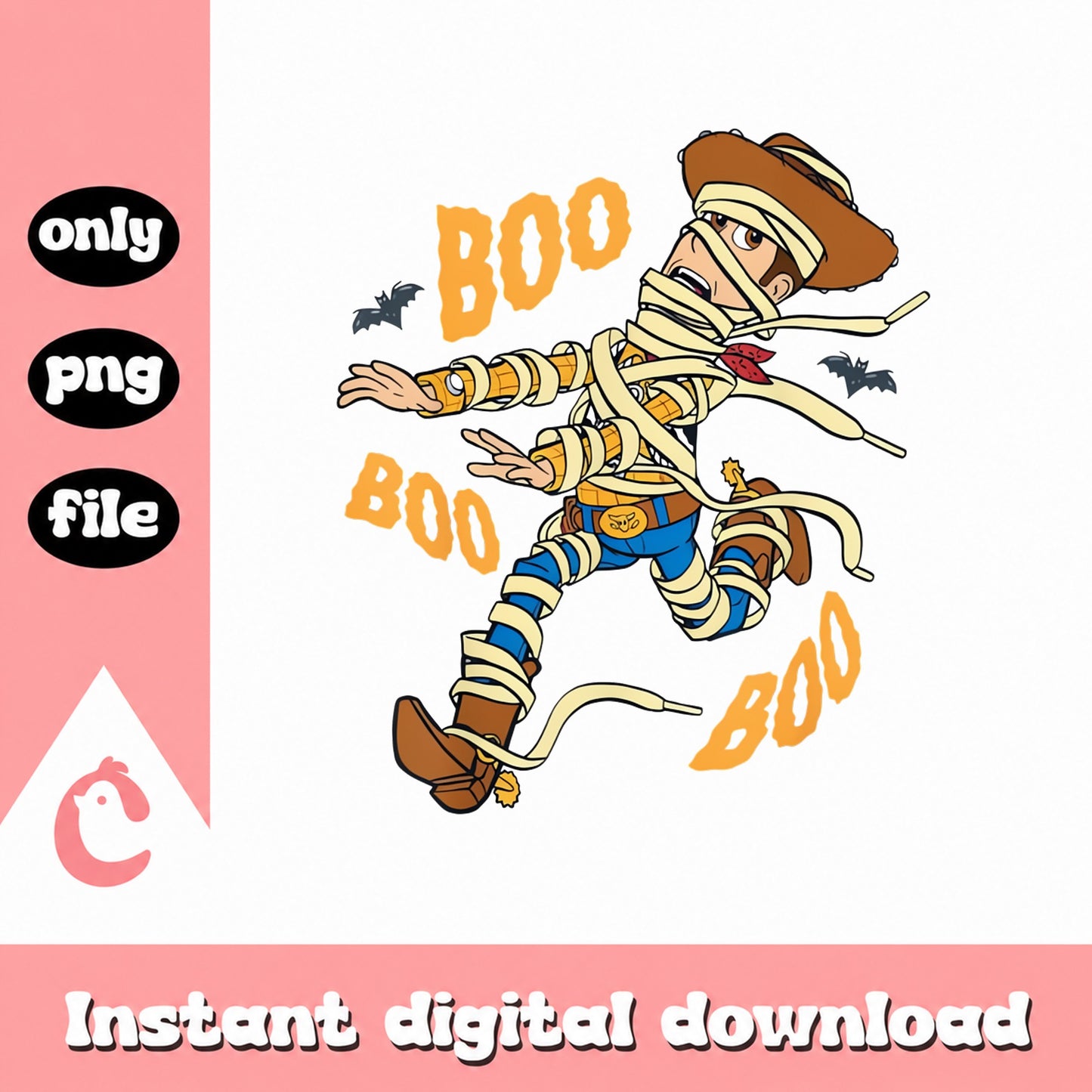 Cowboy Mummy Halloween PNG, Boo Cowboy Clipart, Halloween PNG