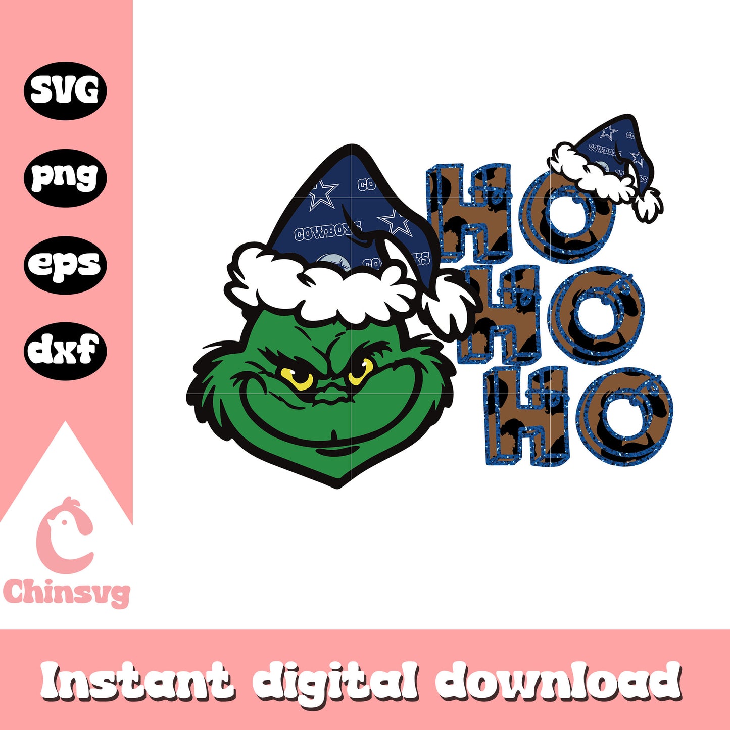 Cowboys grinch ho ho ho christmas svg, grinch dallas cowboys svg