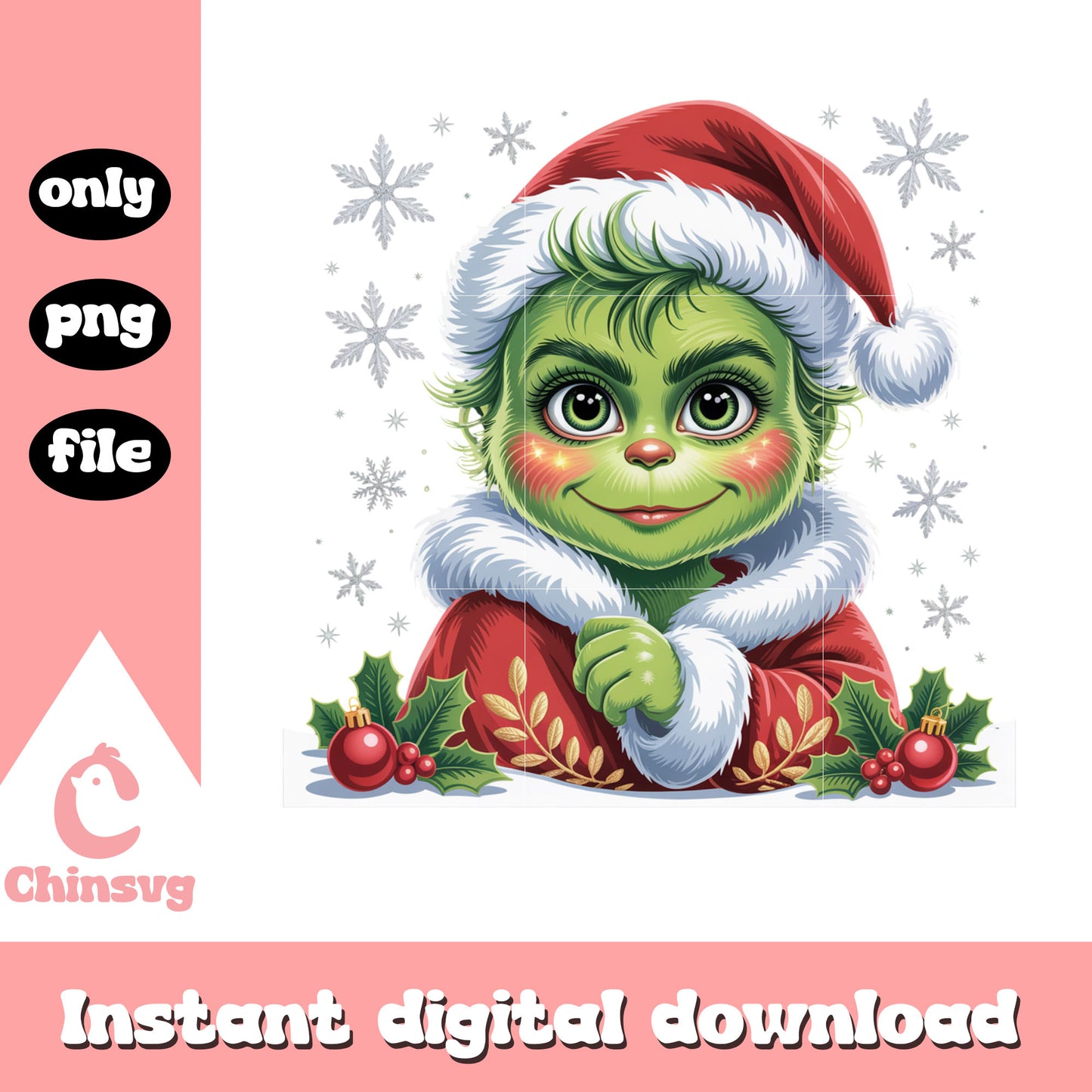 Cozy baby grinch happy christmas png, cute grinch clipart png