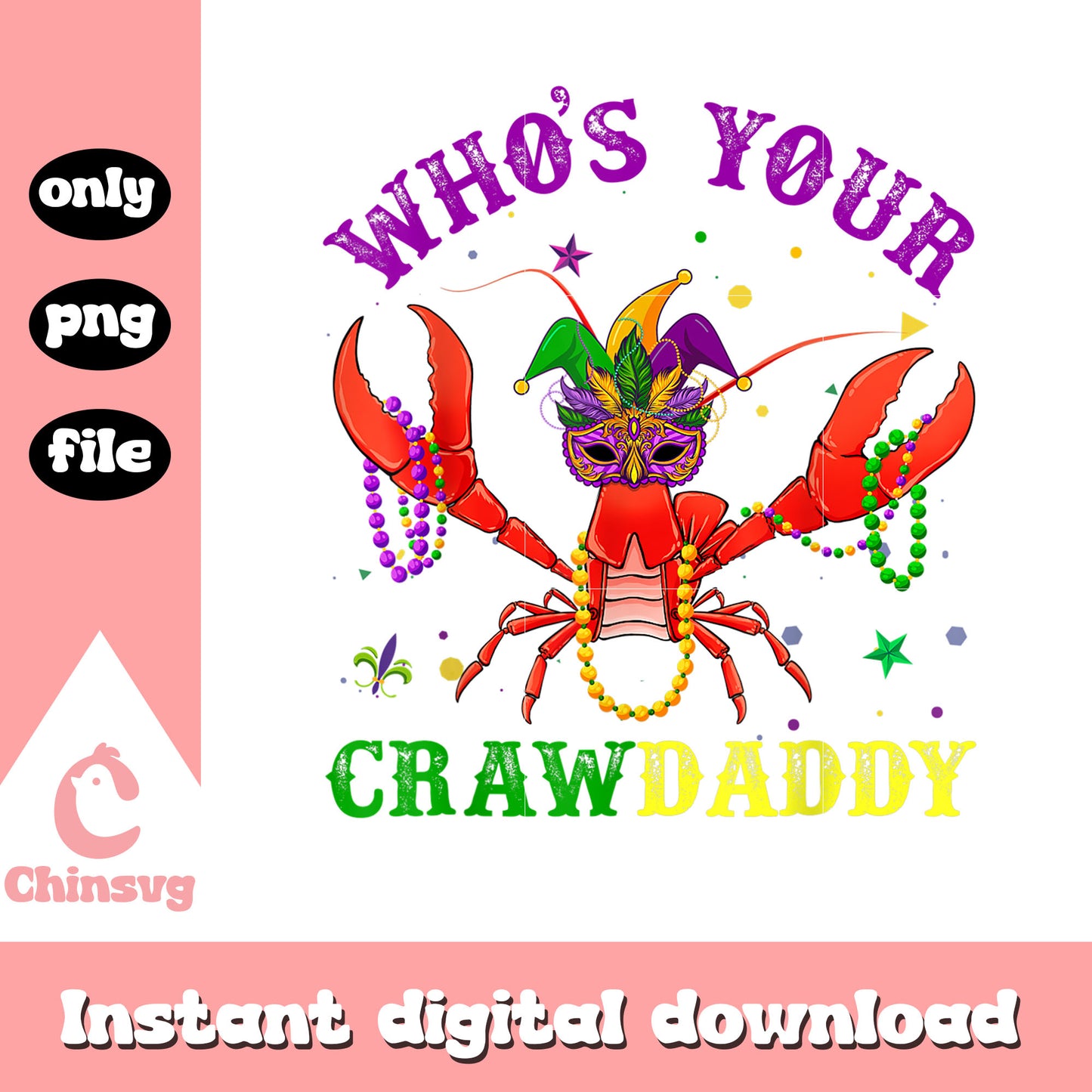 Crawdaddy crawfish mardi gras png, mardi gras indians png