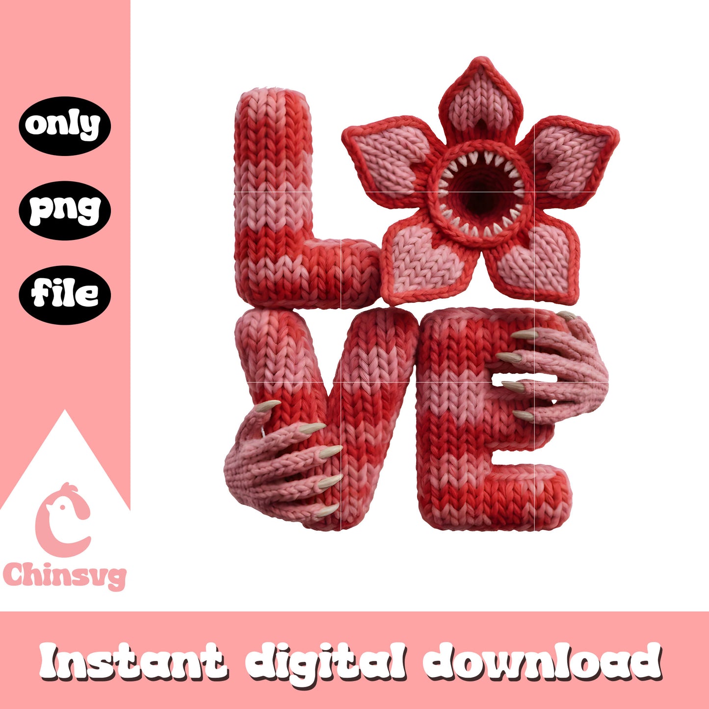 Crochet love demogorgon design png, demogorgon monster png