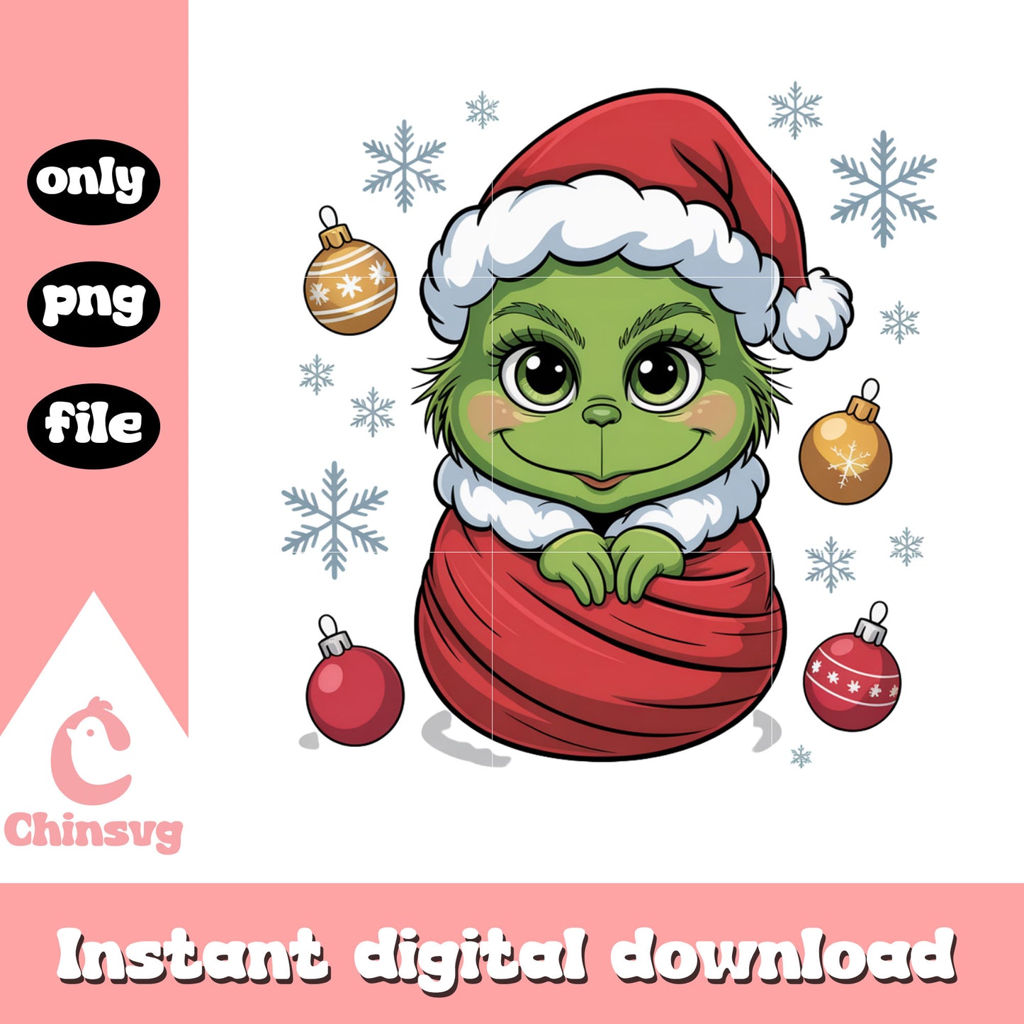Cuddly grinch christmas snowflake png, the baby grinch png
