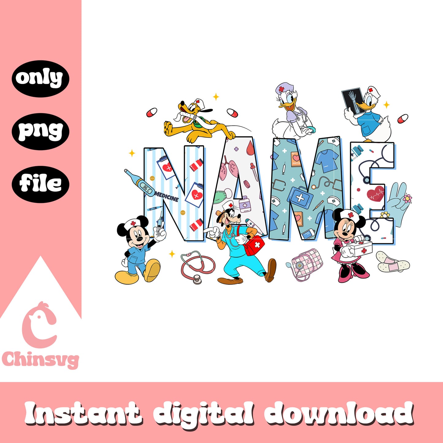 Custom nurse disney mickey and friends png, disney mickey mouse png