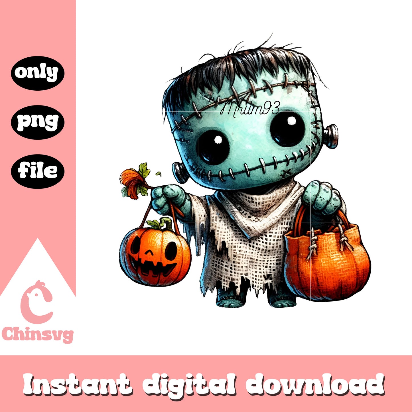 Cute Frankenstein trick or treat png, halloween monster png