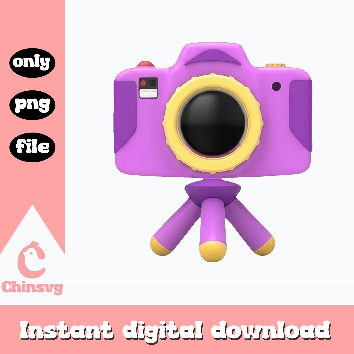Cute 3D Camera Clipart On Tripod, Photography PNG, Camera PNG