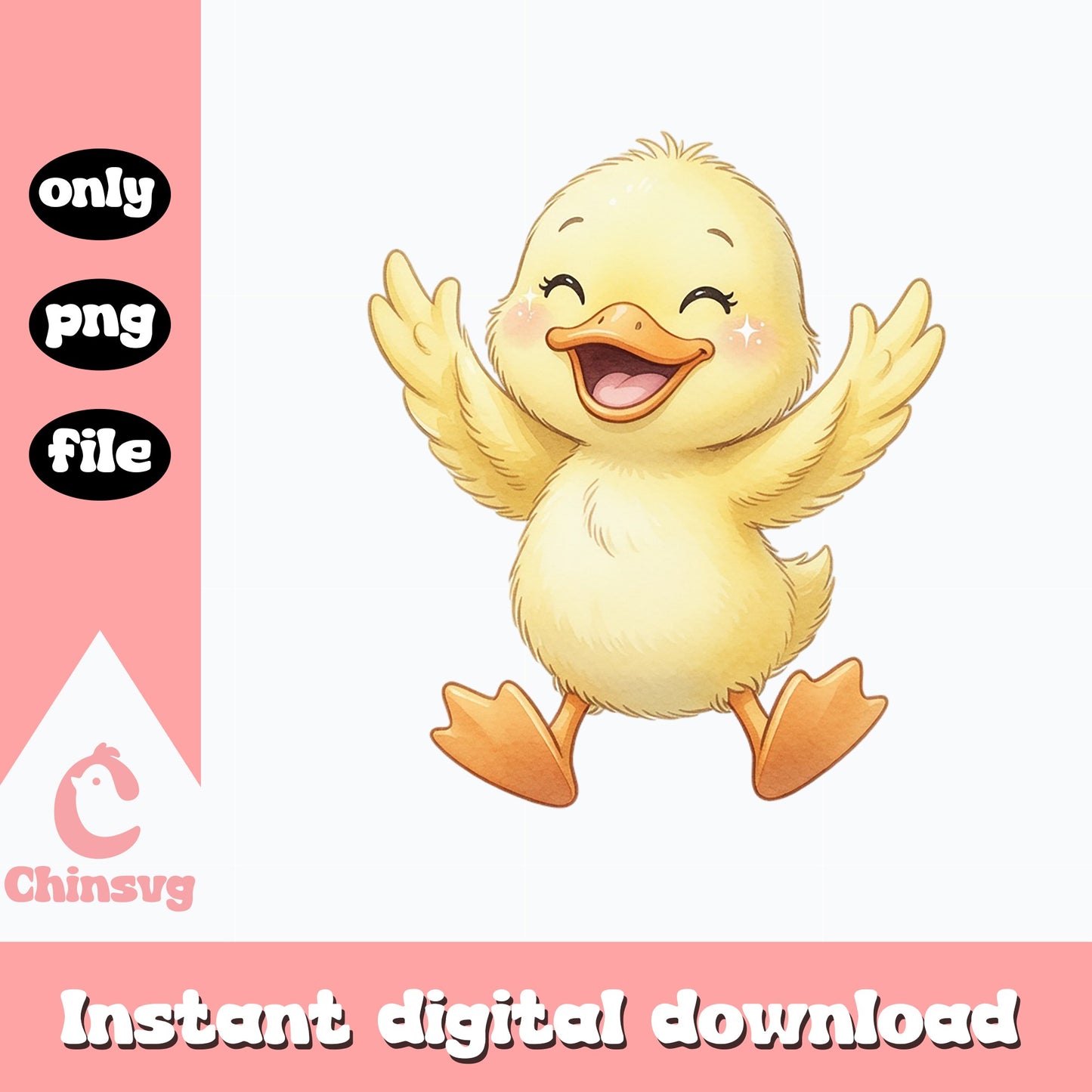 Cute Baby Duck PNG, Happy Duckling Clipart, Easter Duck PNG