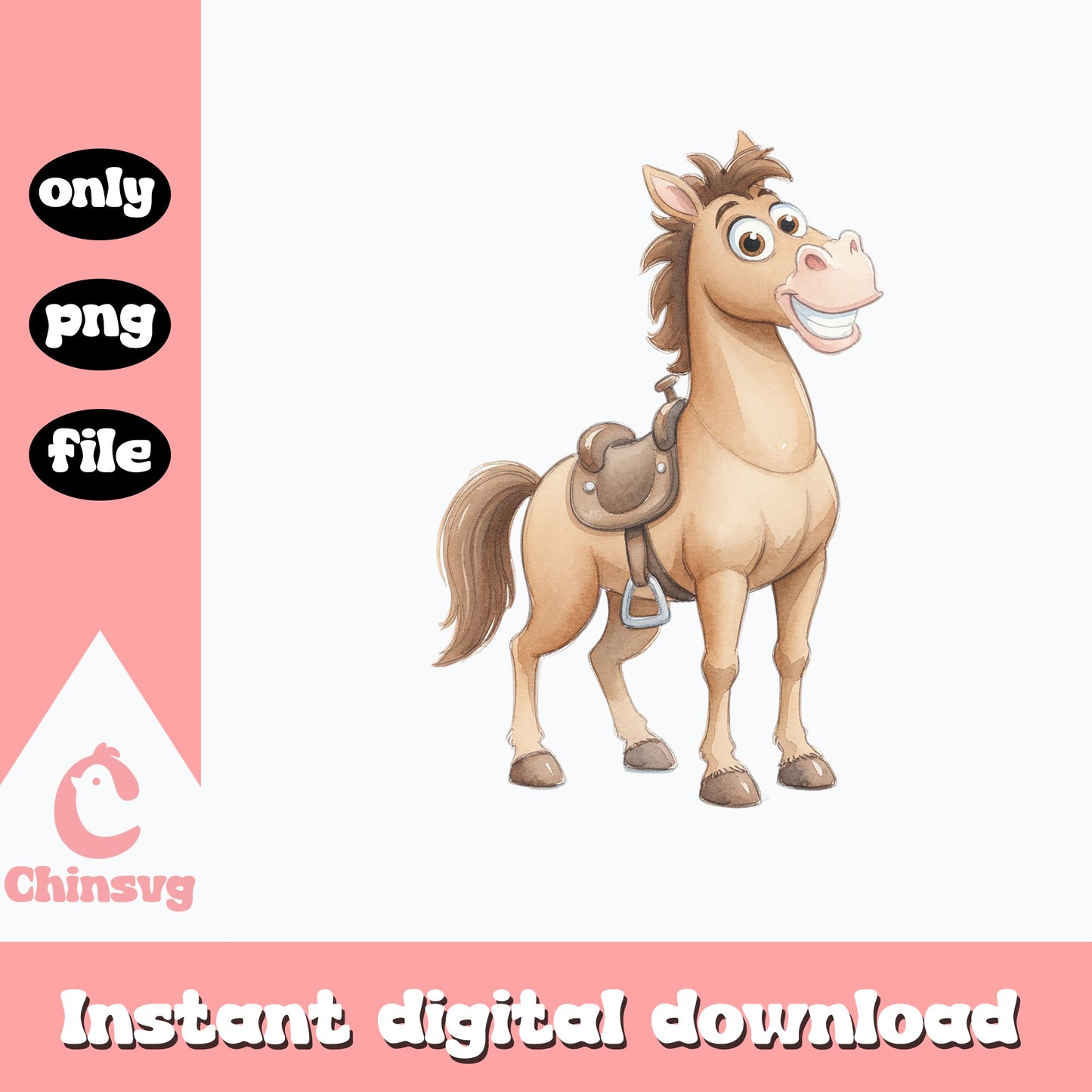 Cute Cartoon Horse With Saddle PNG, Funny Horse Clipart PNG, Western Horse PNG