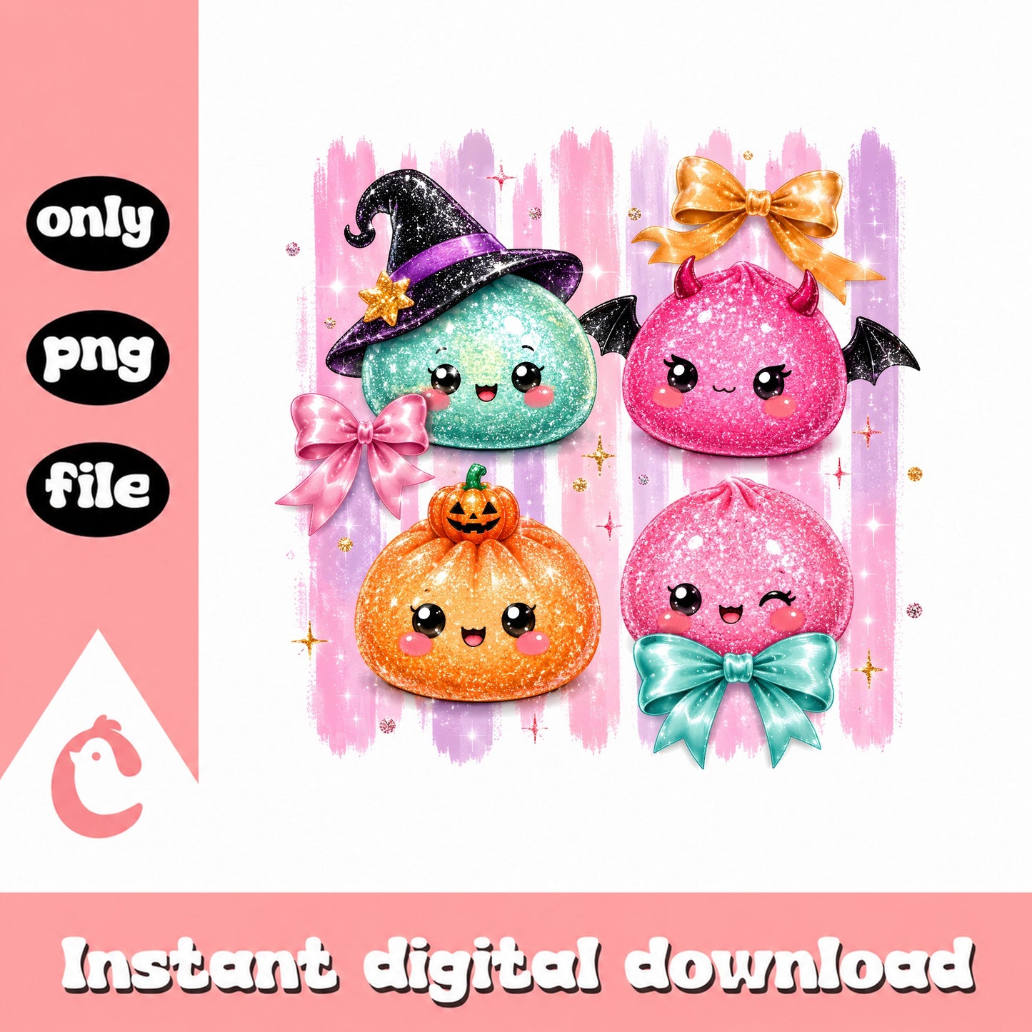 Cute Halloween Pumpkin Clipart, Kawaii Pumpkin Bundle, PNG