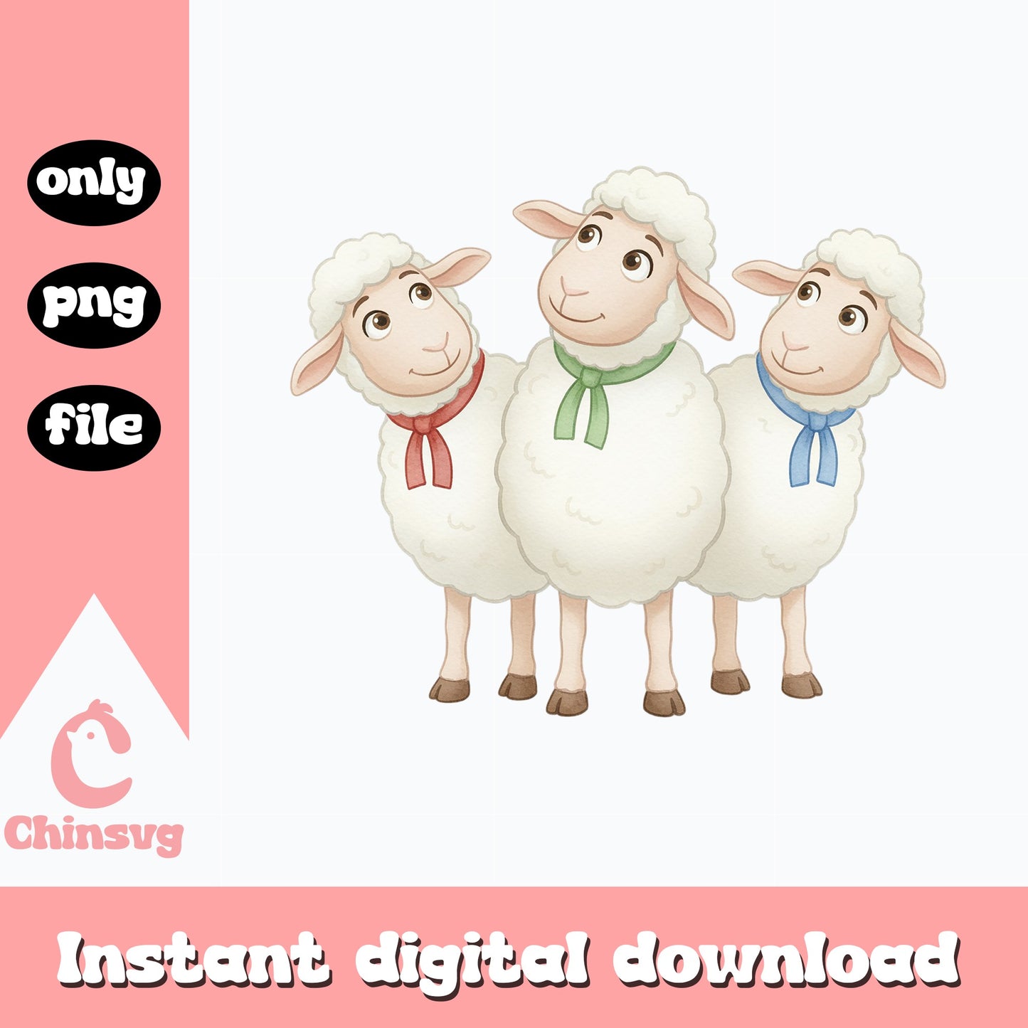 Cute Sheep Clipart PNG, Watercolor Lamb PNG, Farm Animal PNG