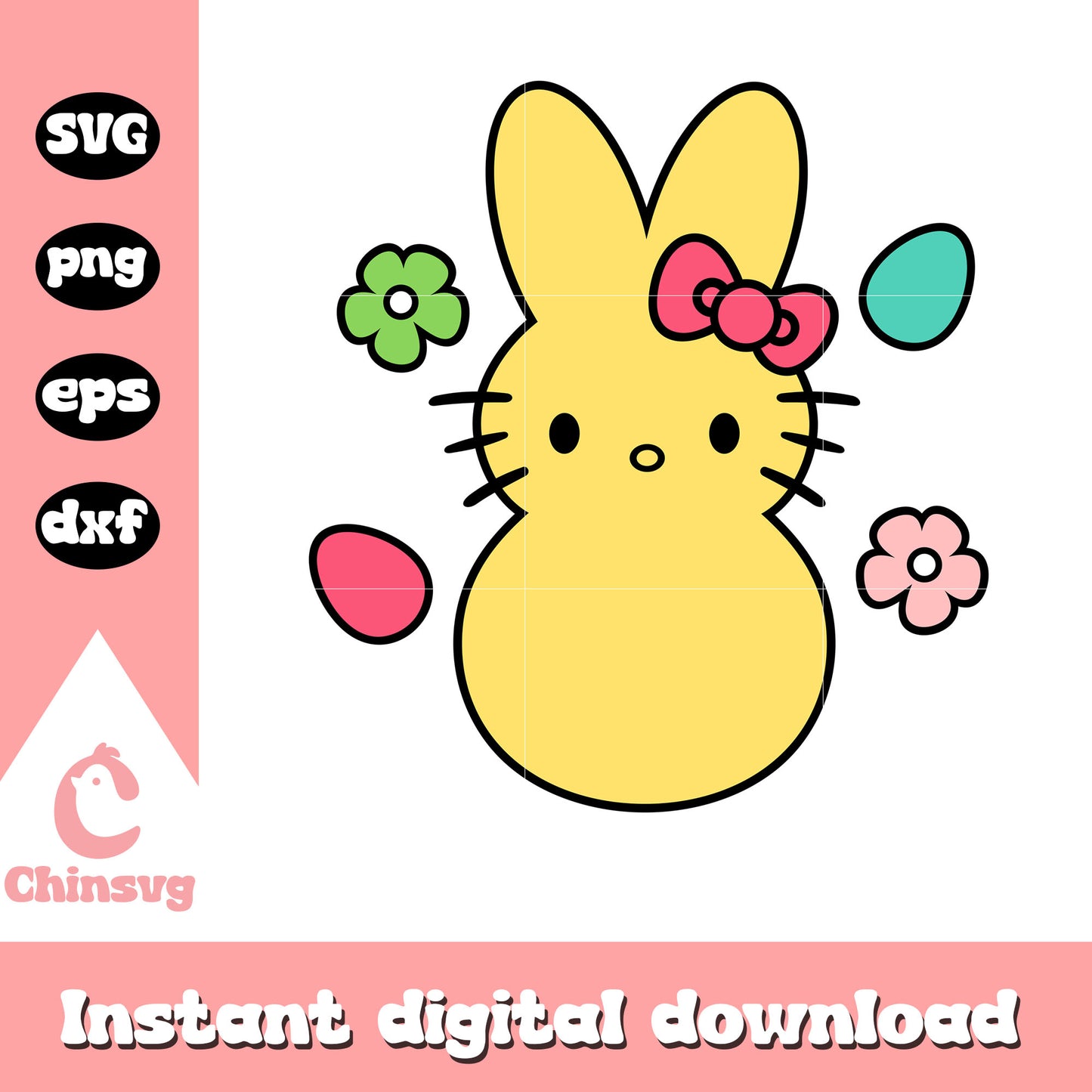 Cute baby chicken hello kitty svg, hello kitty svg, sanrio svg