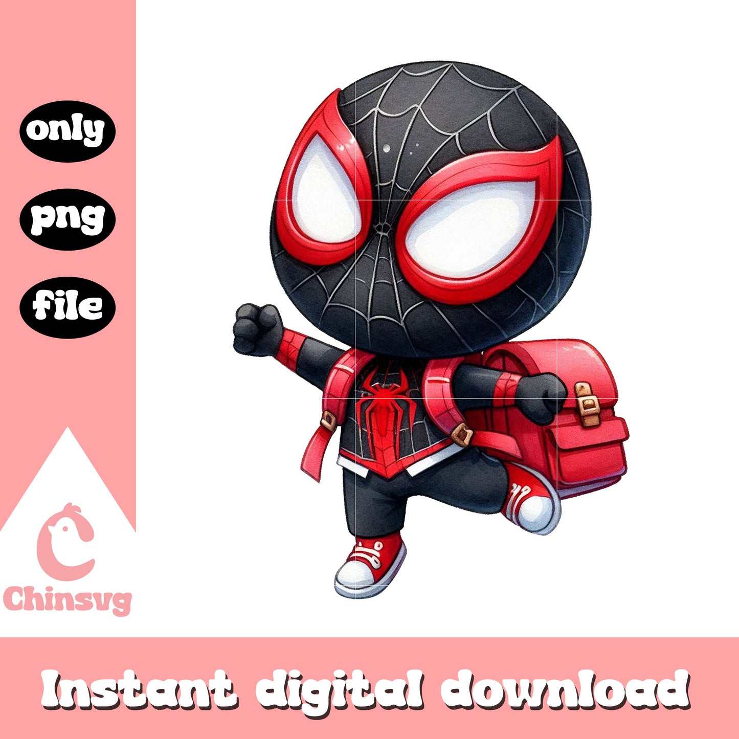 Cute black spider man on school png, middle school png