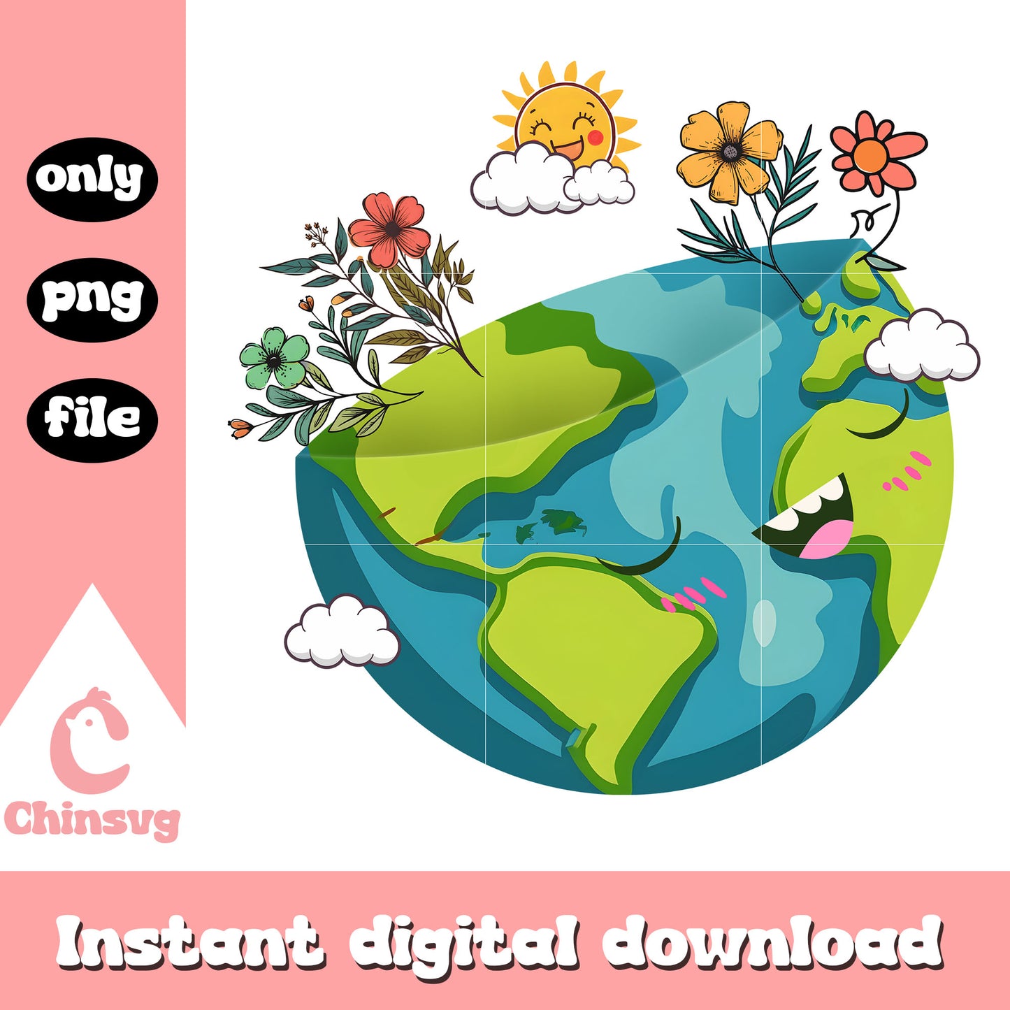 Cute cartoon earth design png, happy earth day png, earth png