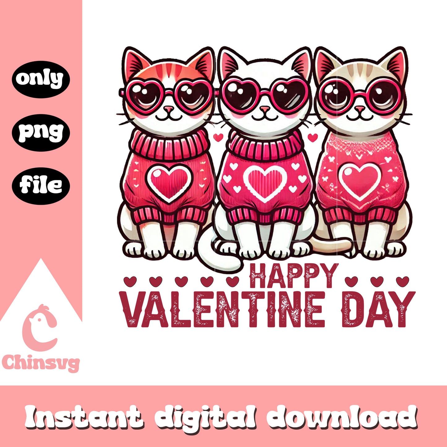 Cute cat happy valentine png, cat valentine costume png
