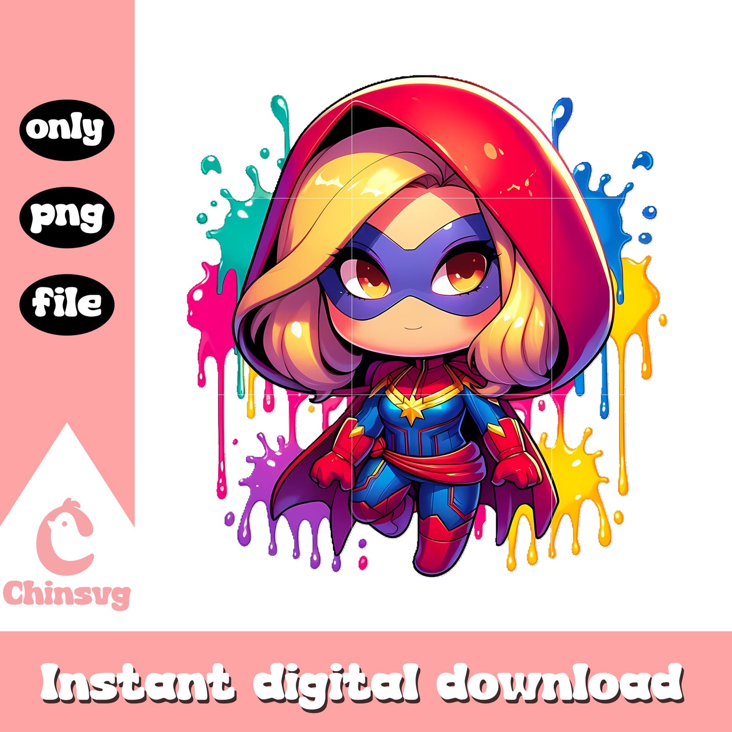 Cute chibi ms.marvel colorful design png, mavel movie in order png