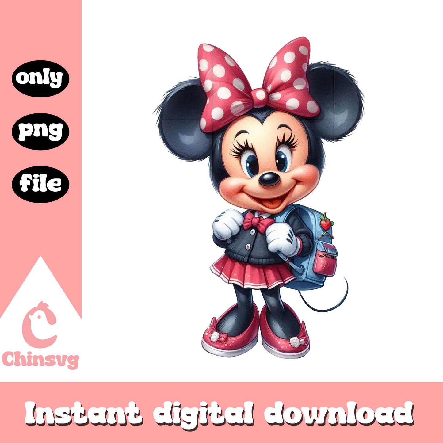 Cute disney minnie mouse wear school uniform png, school closings png