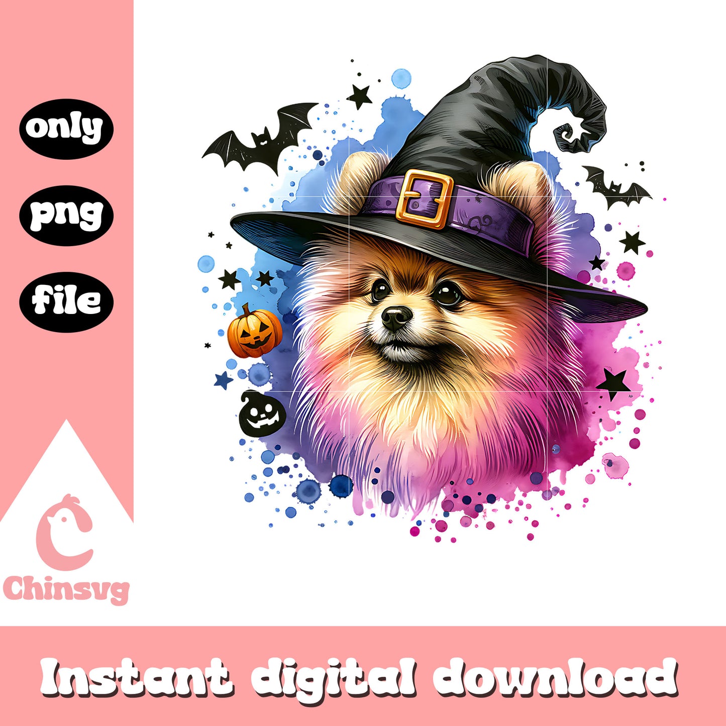 Cute dog witch hat design png, the witch hat png