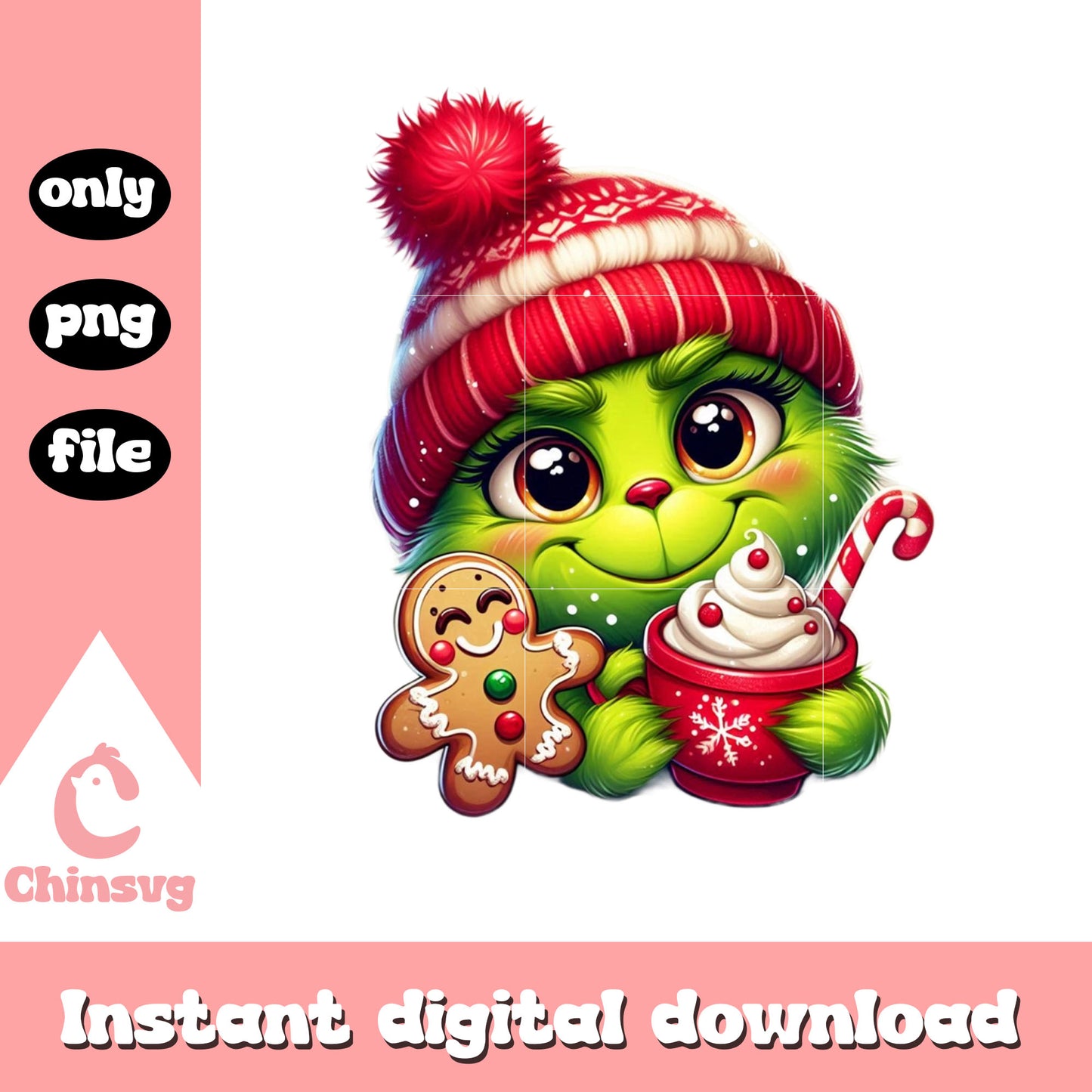 Cute grinch christmas gingerbread png, the baby grinch png