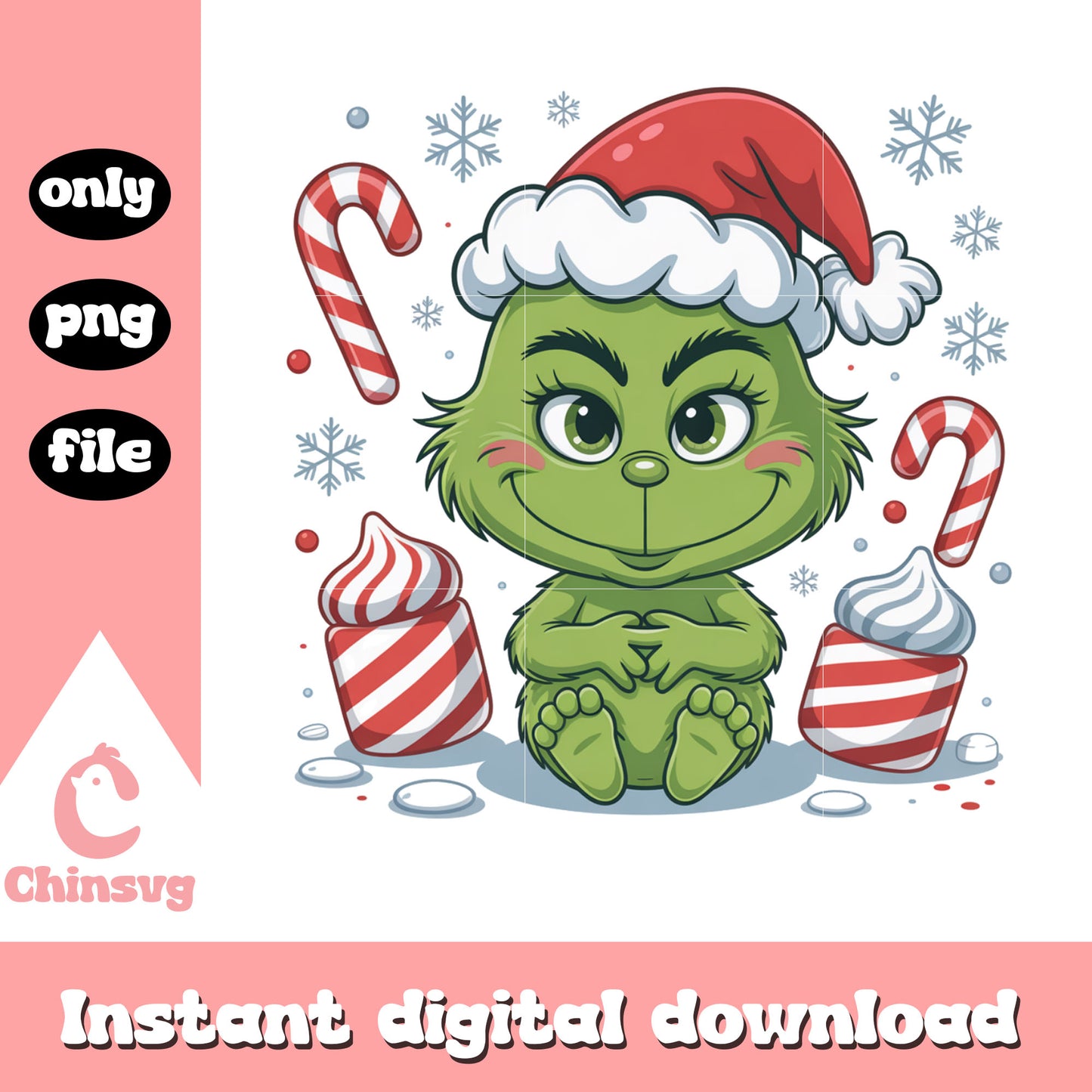 Cute grinch happy christmas decor png, grinch xmas decor png