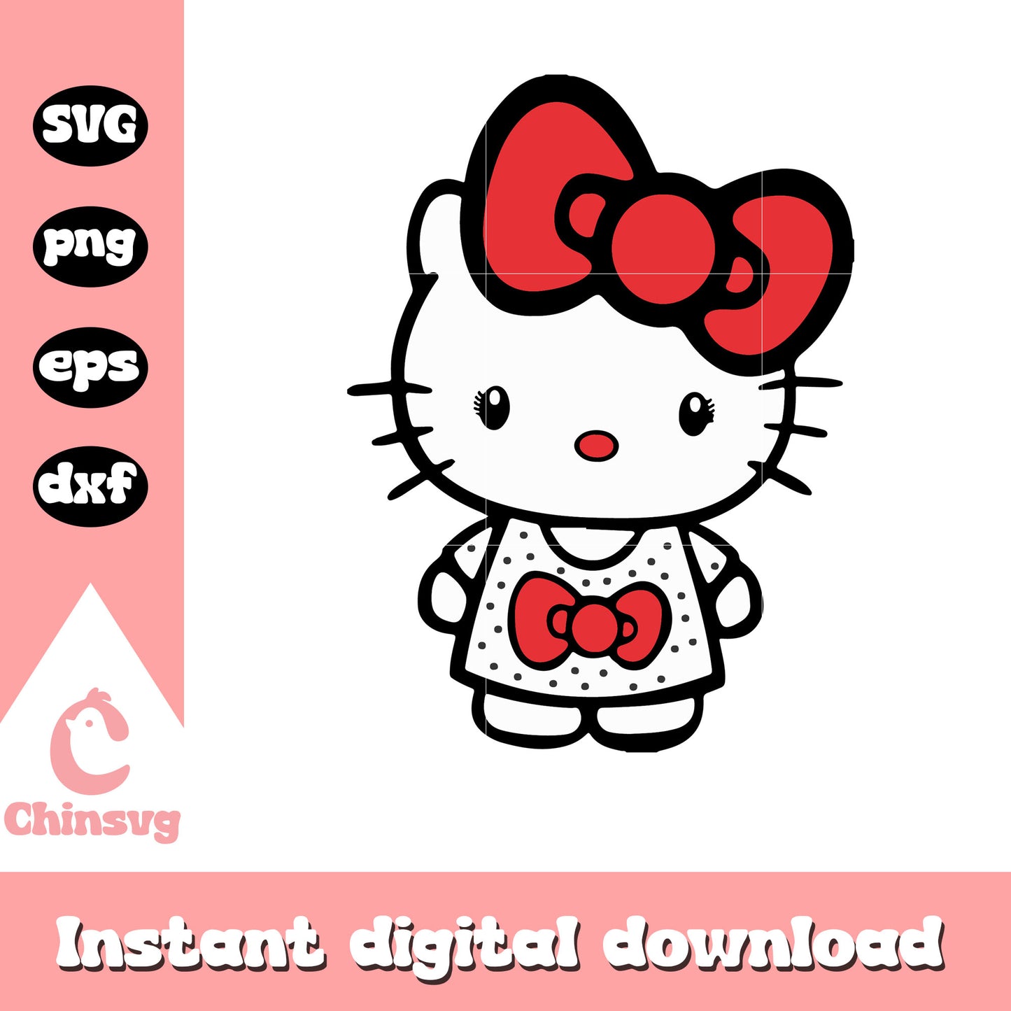 Cute hello kitty with bow tie design svg, hello kitty svg