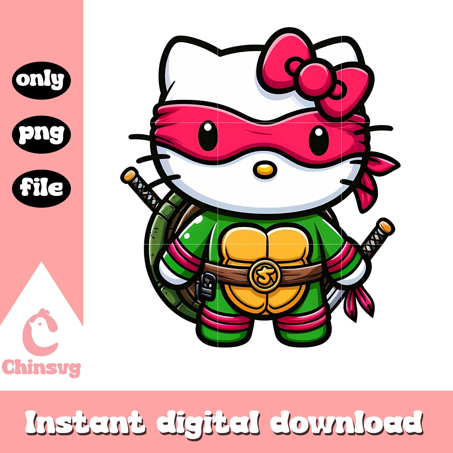 Cute kitty cat cosplay ninja turtle png, hello kitty png, costume png