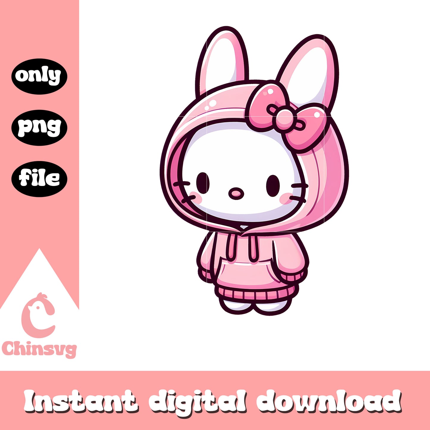 Cute kitty easter bunny png, hello kitty png, easter day png