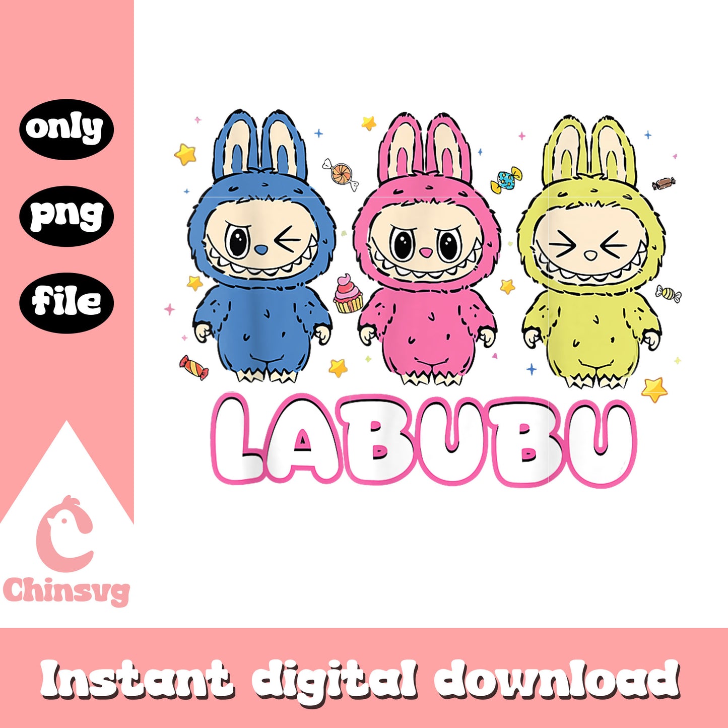 Cute labubu colors doll design png, labubu drawing png