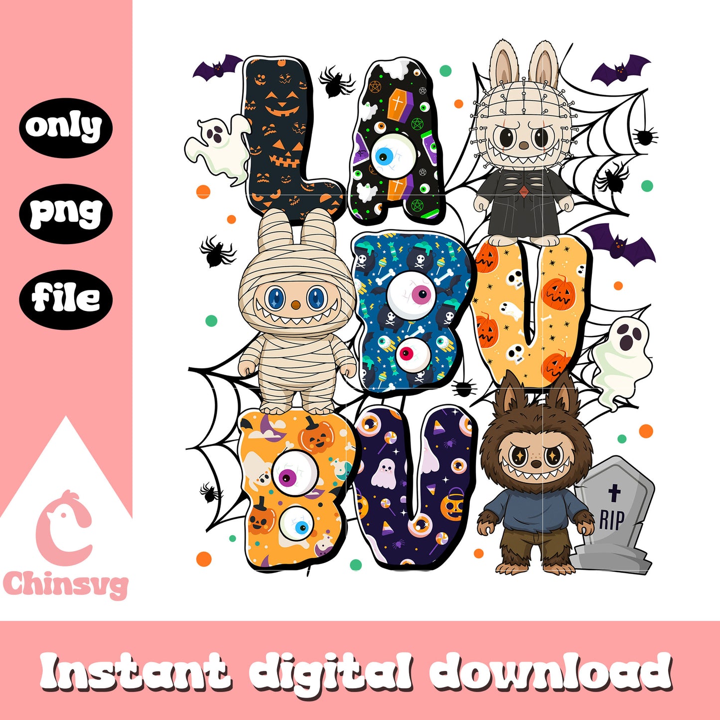 Cute labubu cosplay on halloween png, cute labubu png, horror halloween png