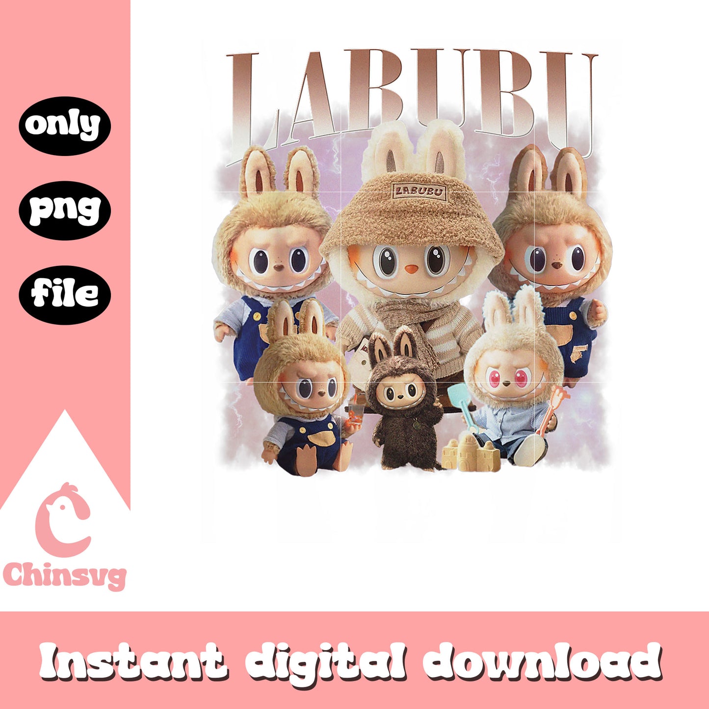 Cute labubu lover funny for family design png, labubu clipart png