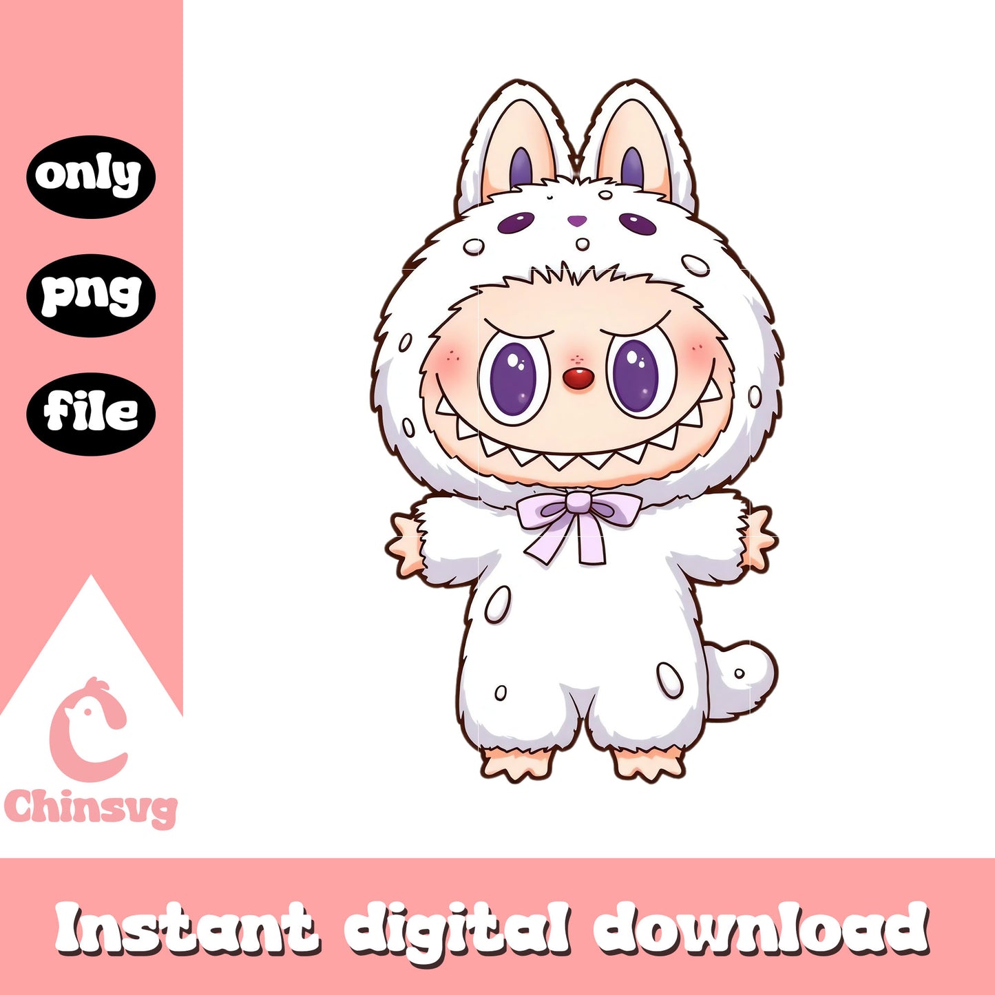 Cute labubu white color doll png, labubu art png, labubu toy png