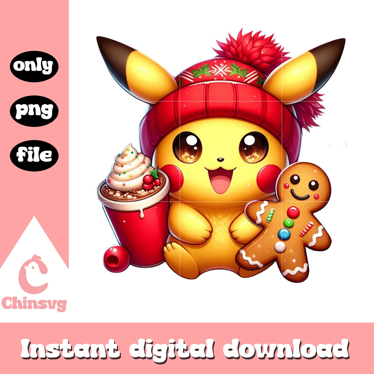 Cute pikachu and gingerbread png, pokemon characters png