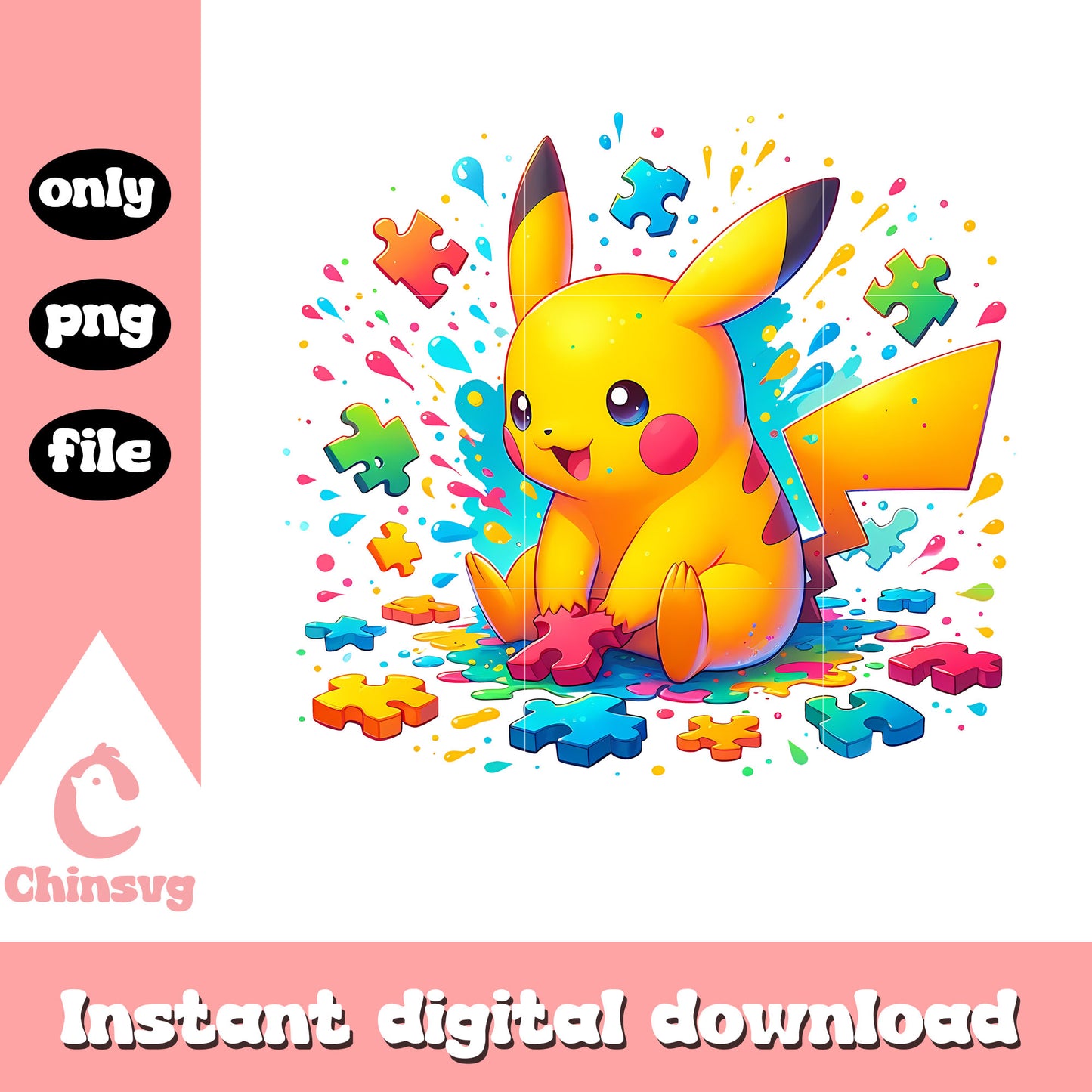 Cute pikachu autism png, autism awareness png, pokemon png