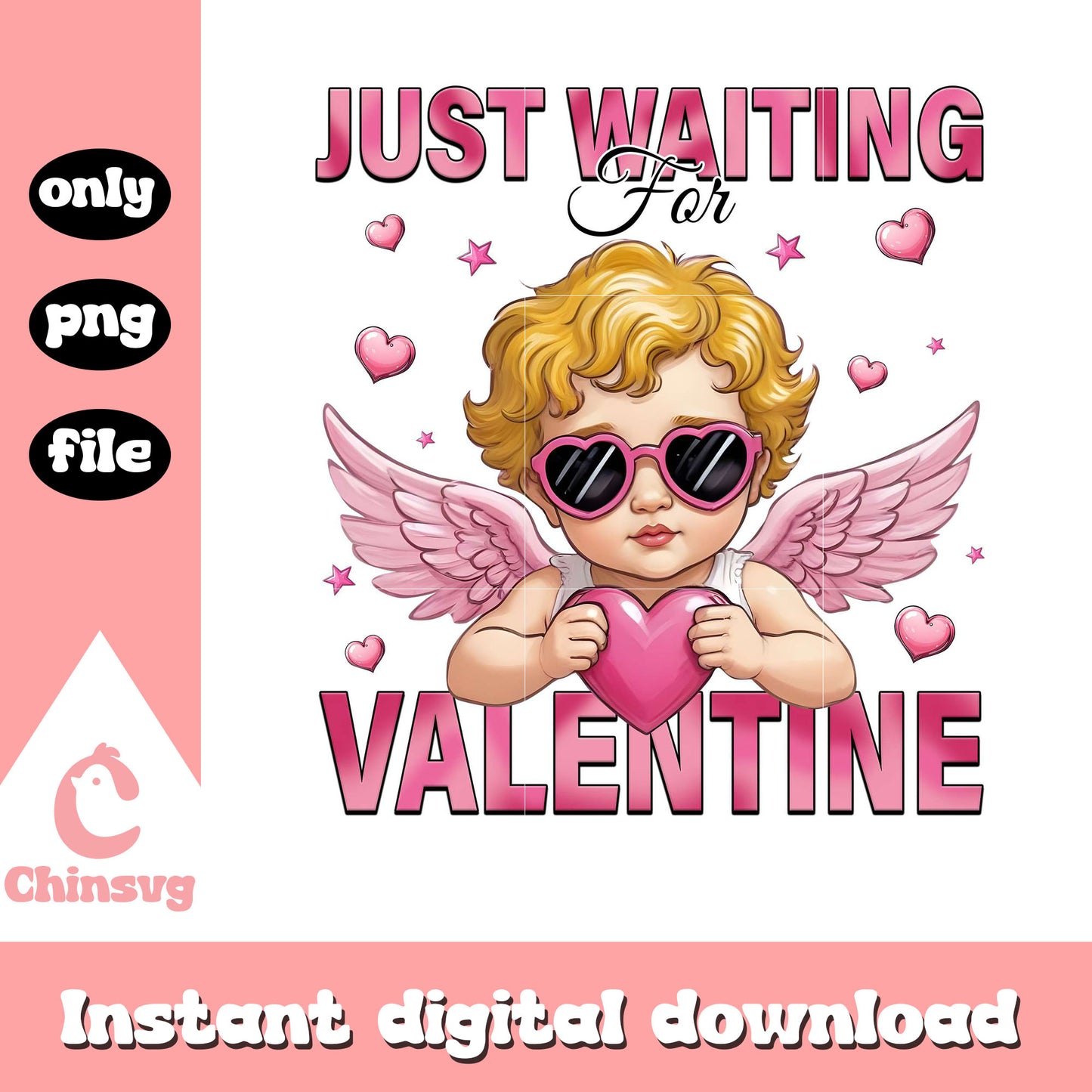 Cute pink cupid just waiting for valentine png, cupid png