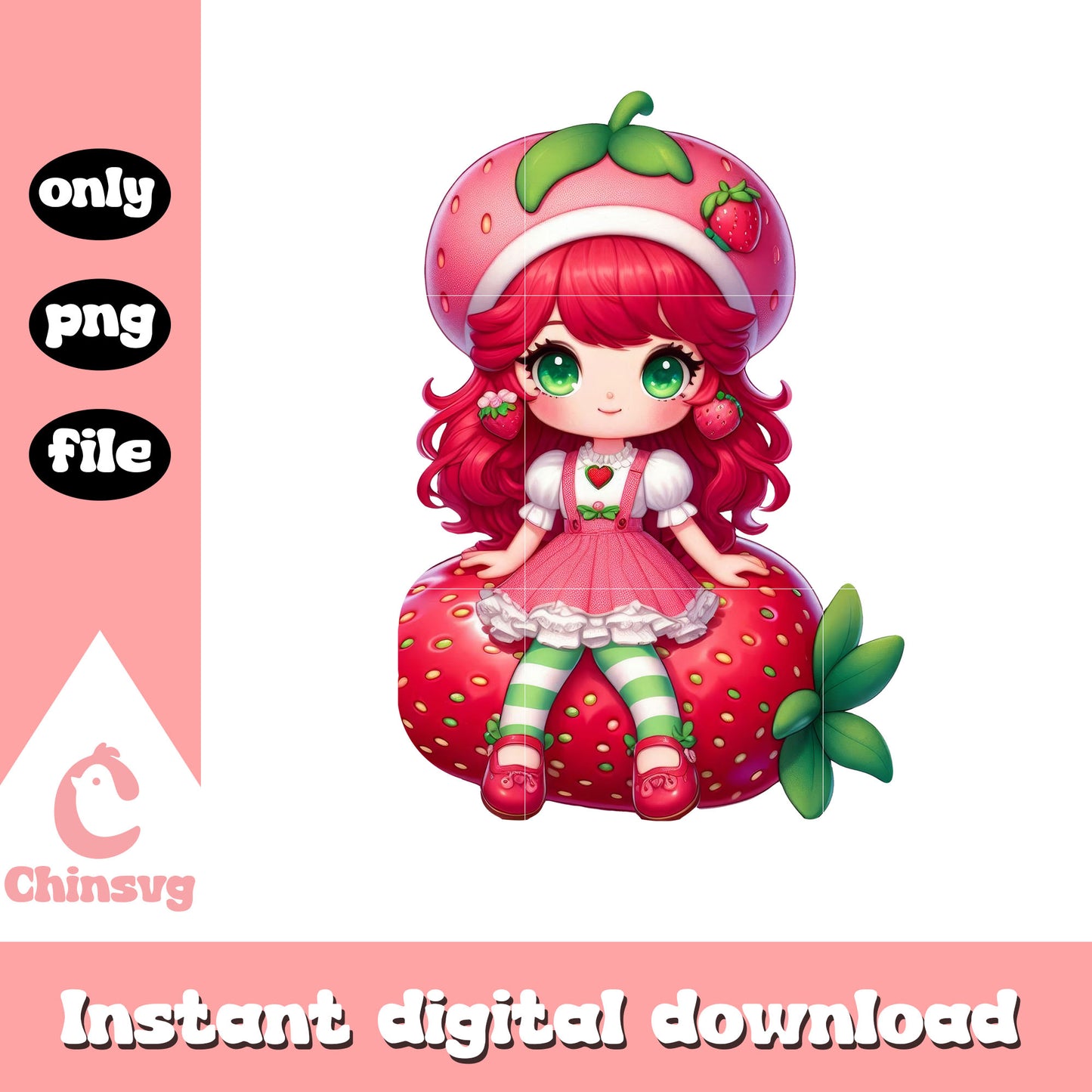 Cute strawberry doll clipart design png, strawberry girls png